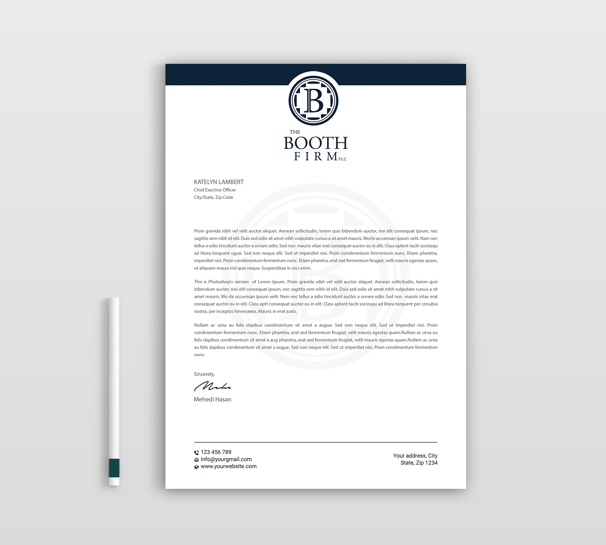 Stationery Design by Expert Bappy for The Booth Firm PLLC | Design #34436266