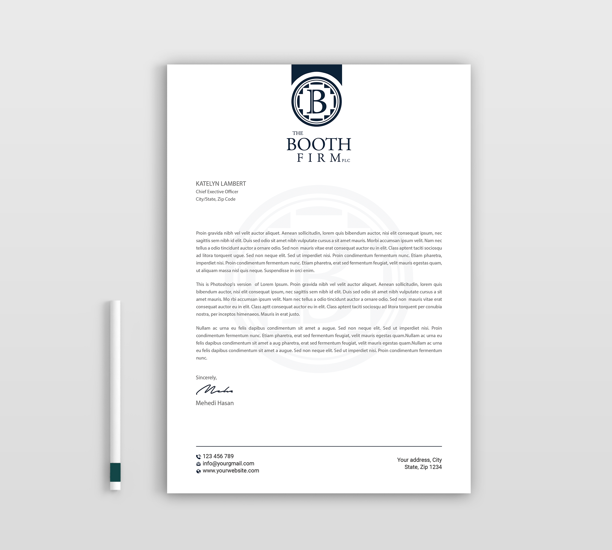 Stationery Design by Expert Bappy for The Booth Firm PLLC | Design #34436267