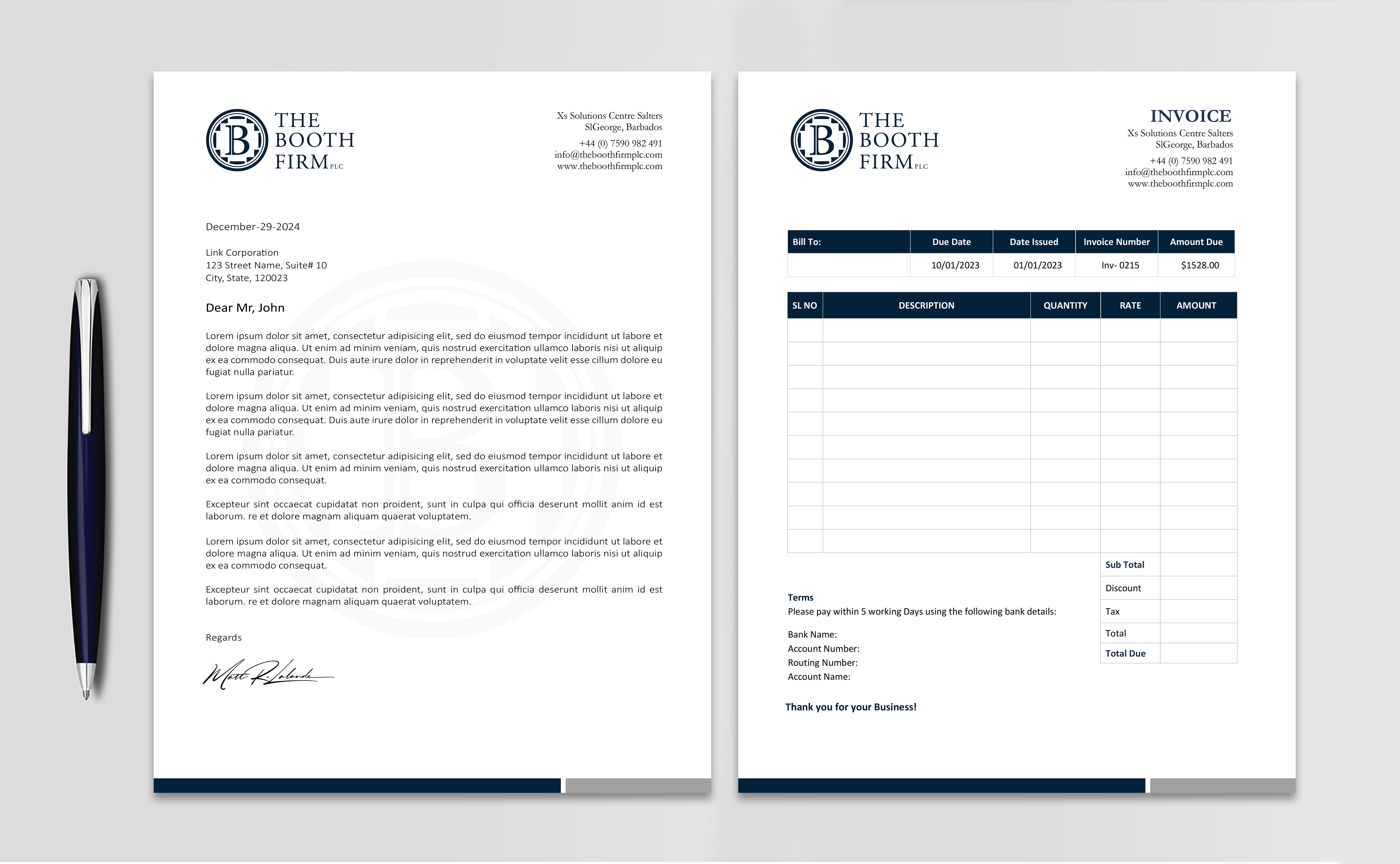 Stationery Design by Firoze049 for The Booth Firm PLLC | Design: #34437606