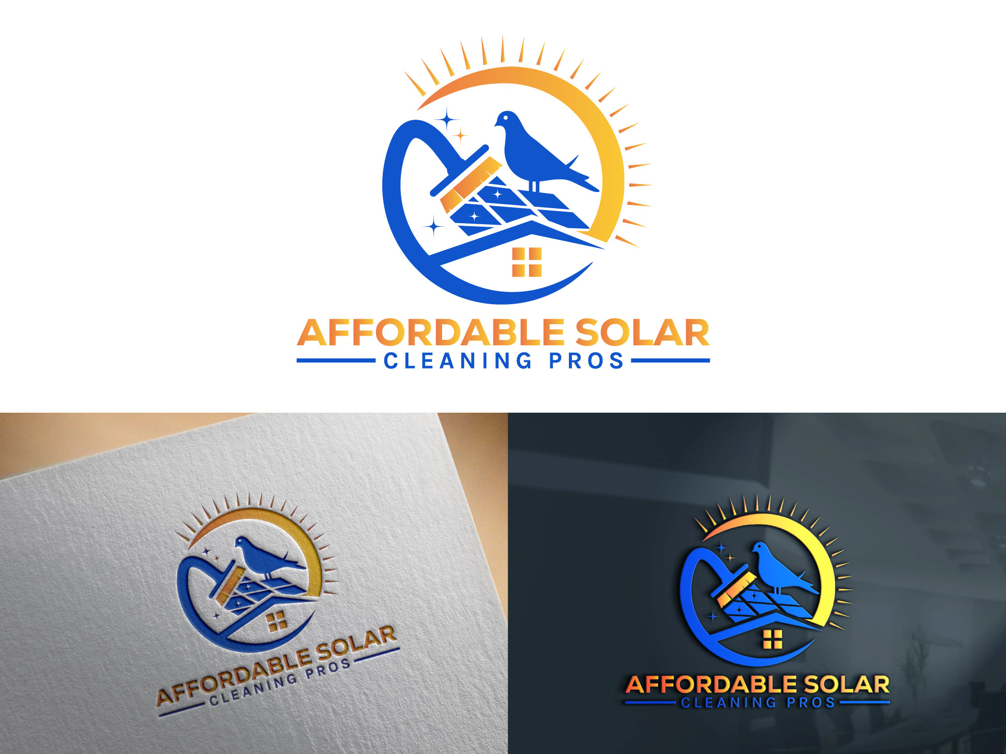 Logo Design by Kontab for Affordable Solar Cleaning Pros LLC | Design #34475308
