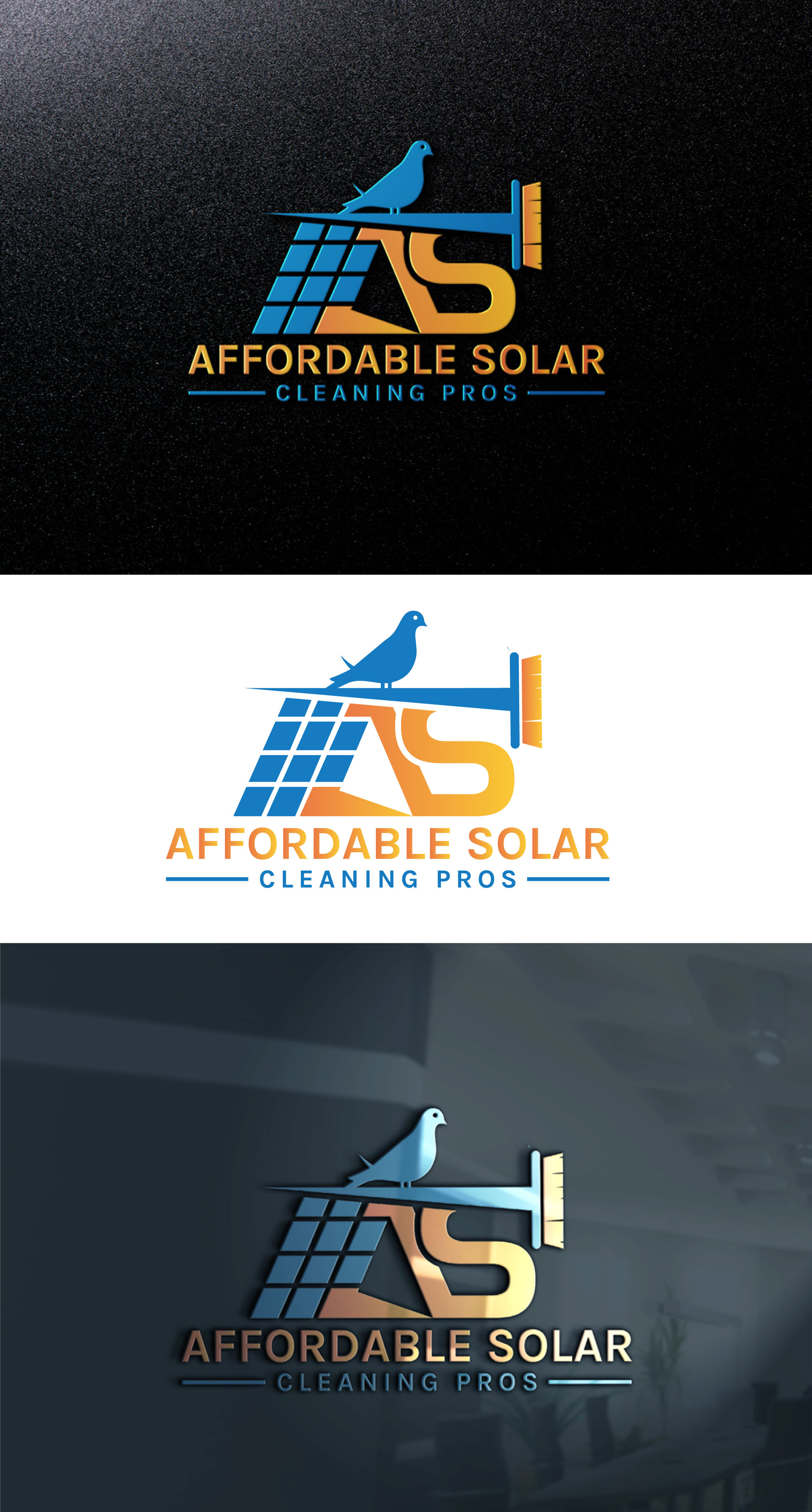 Logo Design by Kontab for Affordable Solar Cleaning Pros LLC | Design #34515135