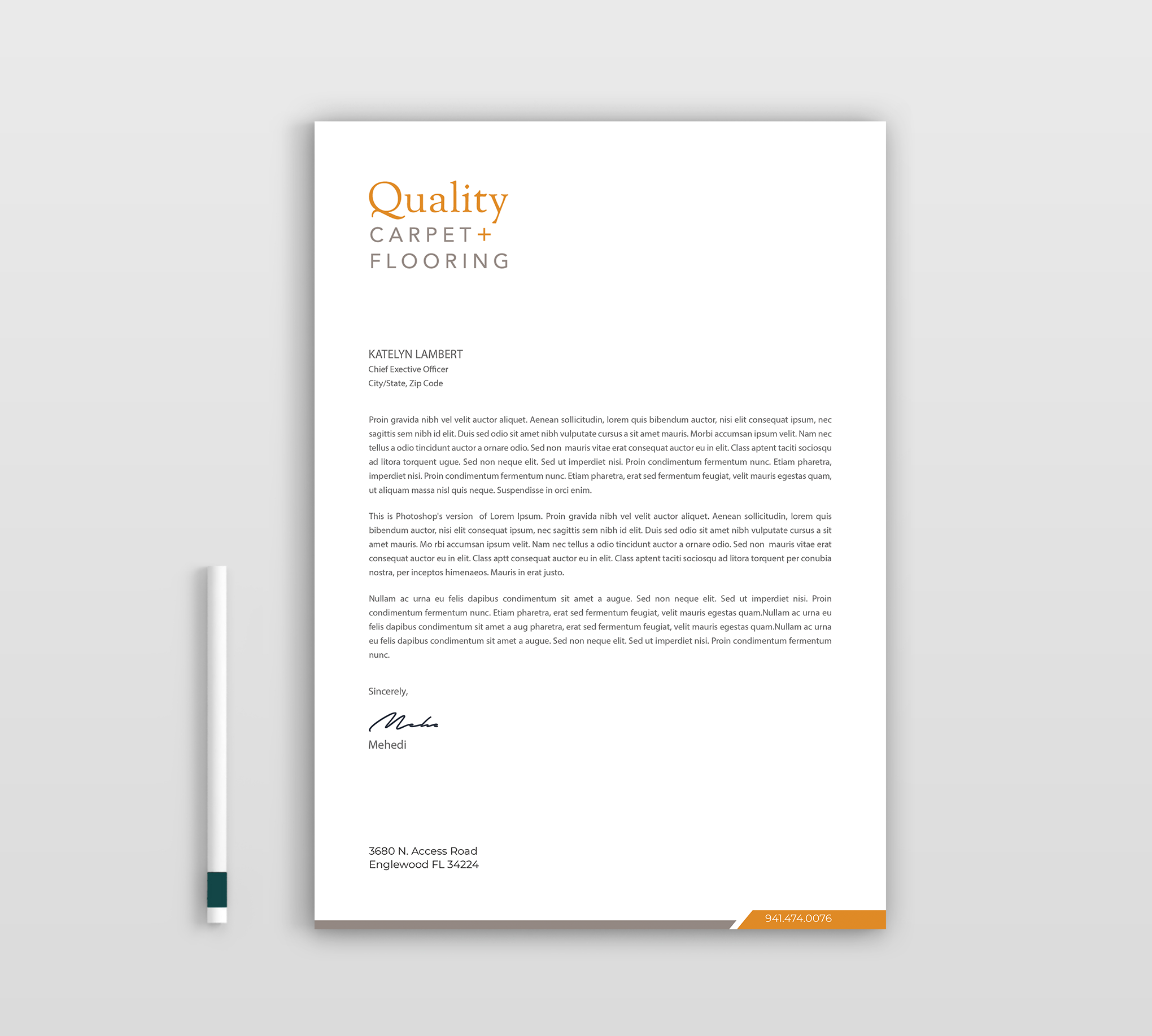 Letterhead Design by Expert Bappy for Quality Carpet + Flooring | Design #34469146