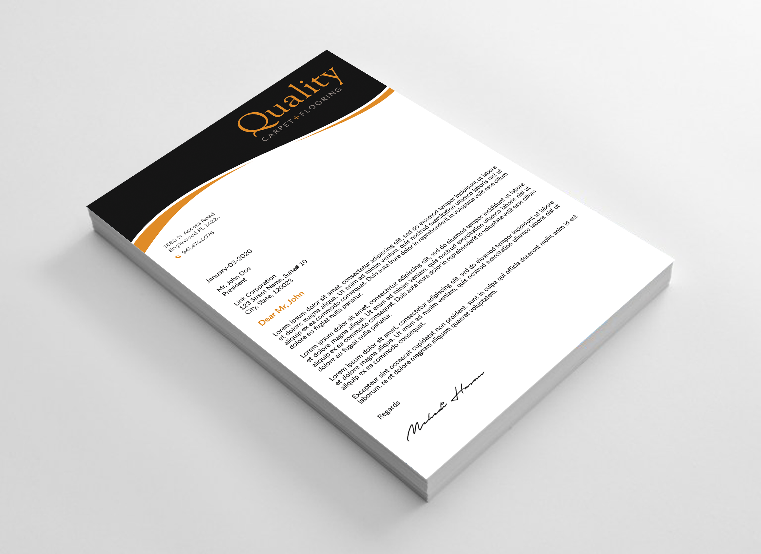 Letterhead Design by Expert Bappy for Quality Carpet + Flooring | Design #34469899