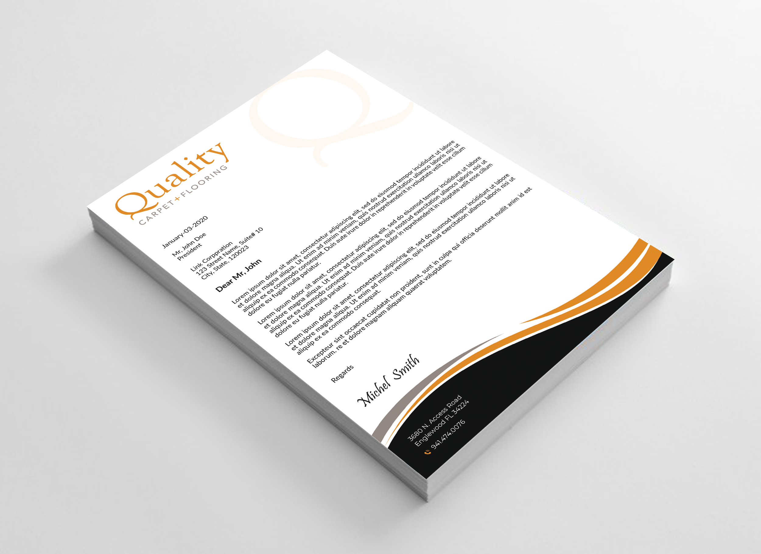 Letterhead Design by Expert Bappy for Quality Carpet + Flooring | Design #34469992