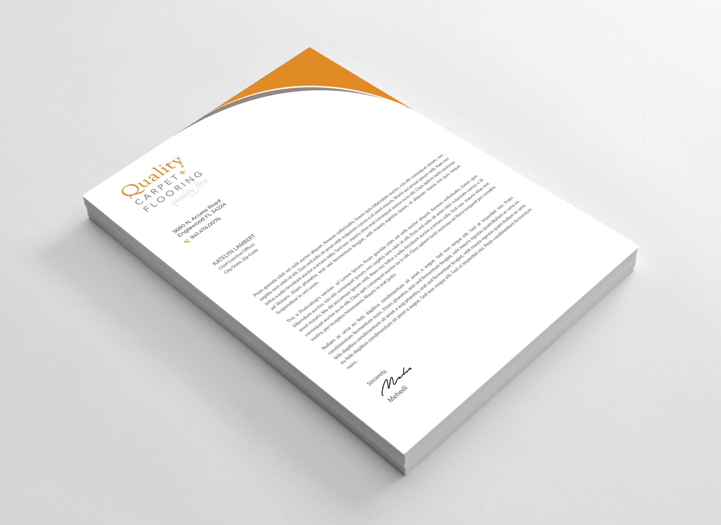 Letterhead Design by Expert Bappy for Quality Carpet + Flooring | Design #34470096
