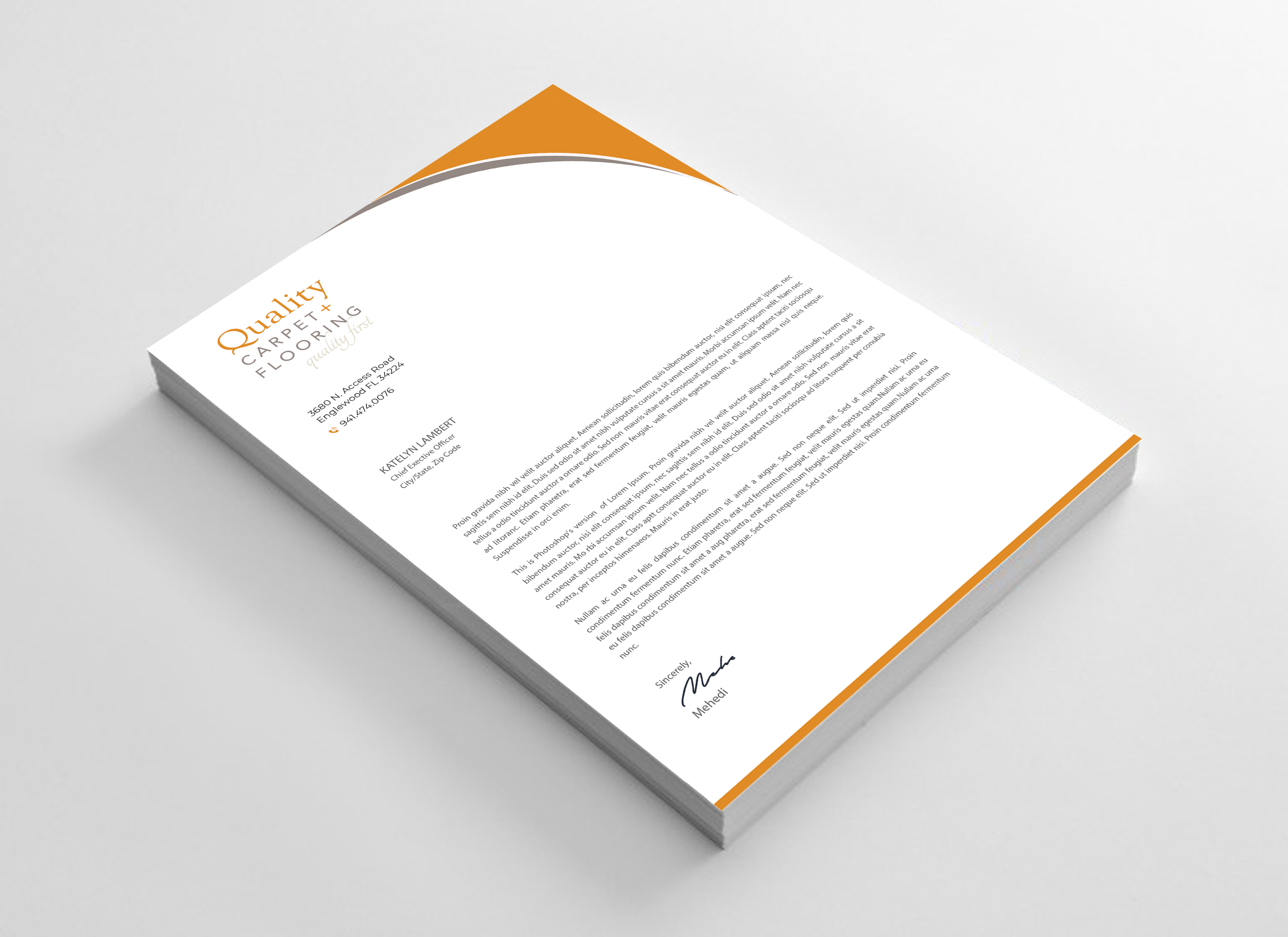 Letterhead Design by Expert Bappy for Quality Carpet + Flooring | Design #34470099