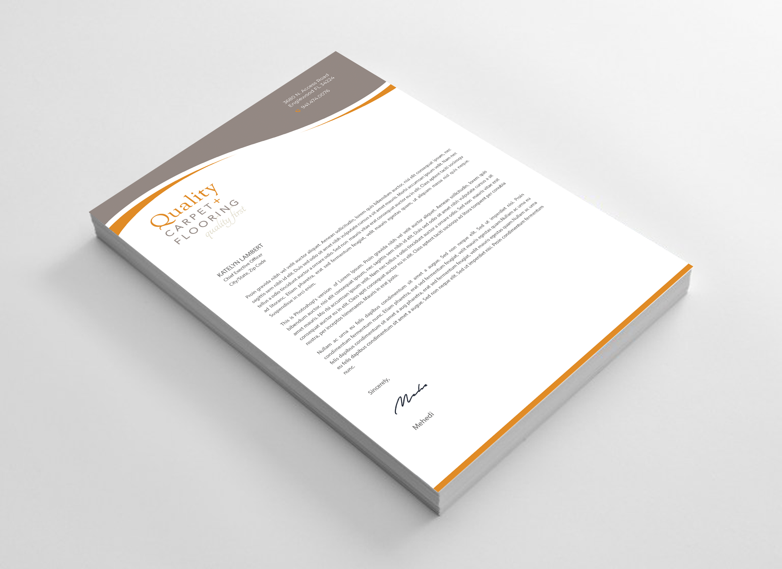 Letterhead Design by Expert Bappy for Quality Carpet + Flooring | Design #34470212