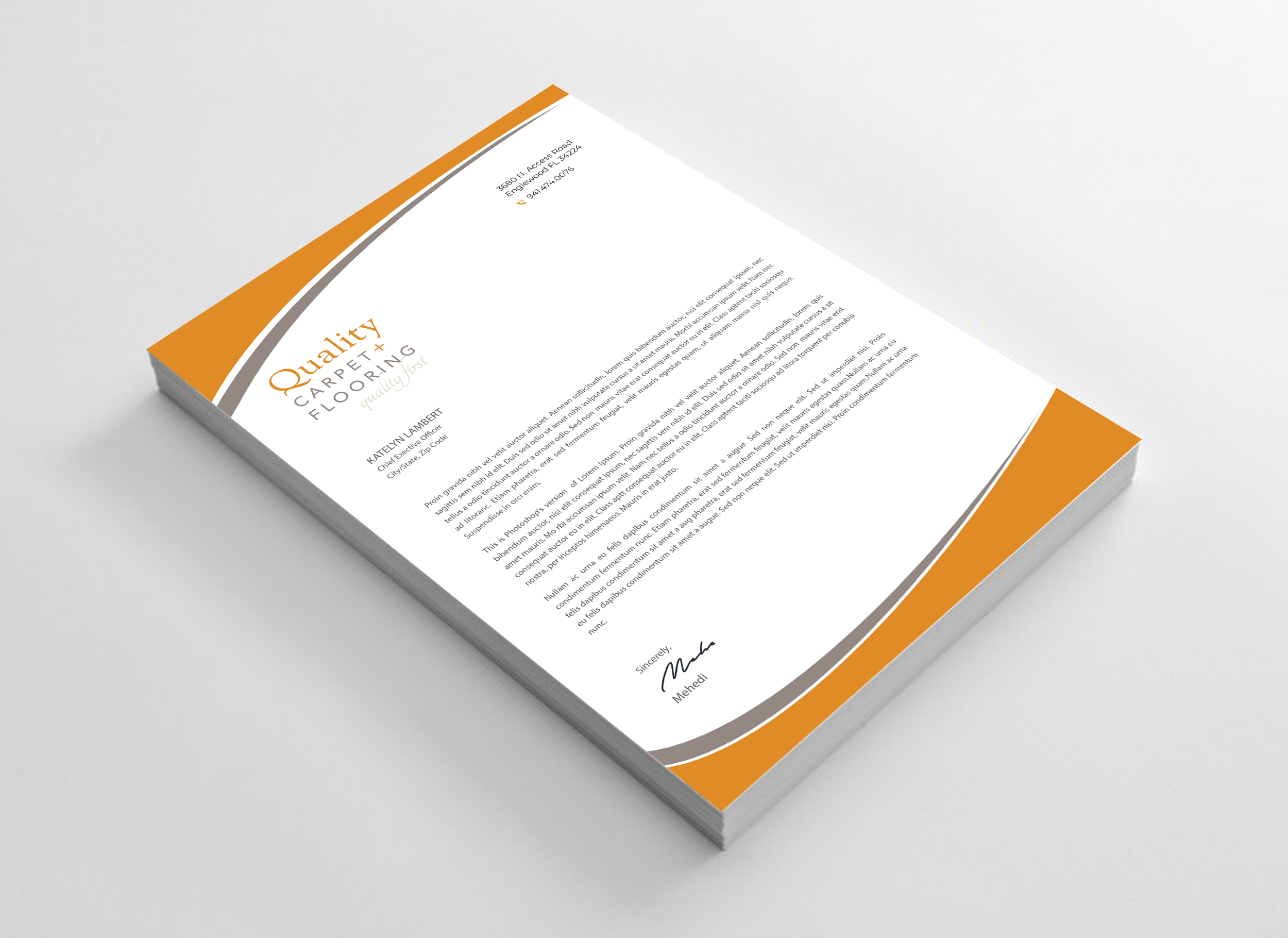 Letterhead Design by Expert Bappy for Quality Carpet + Flooring | Design #34470528