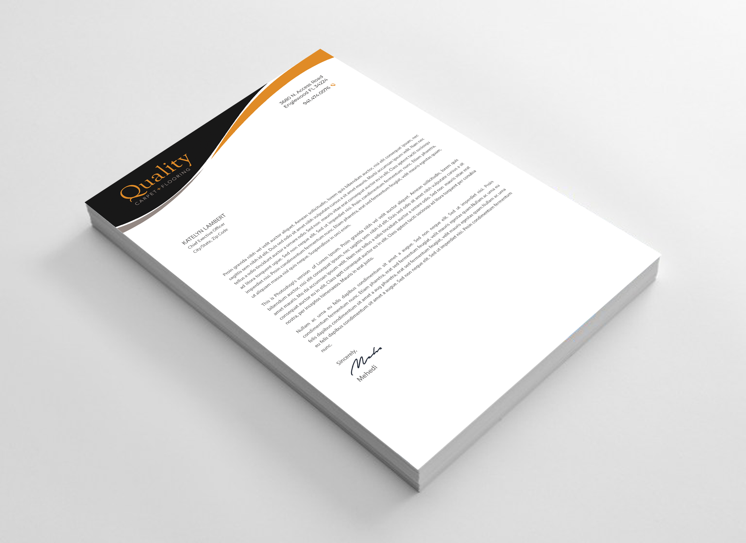 Letterhead Design by Expert Bappy for Quality Carpet + Flooring | Design #34471024