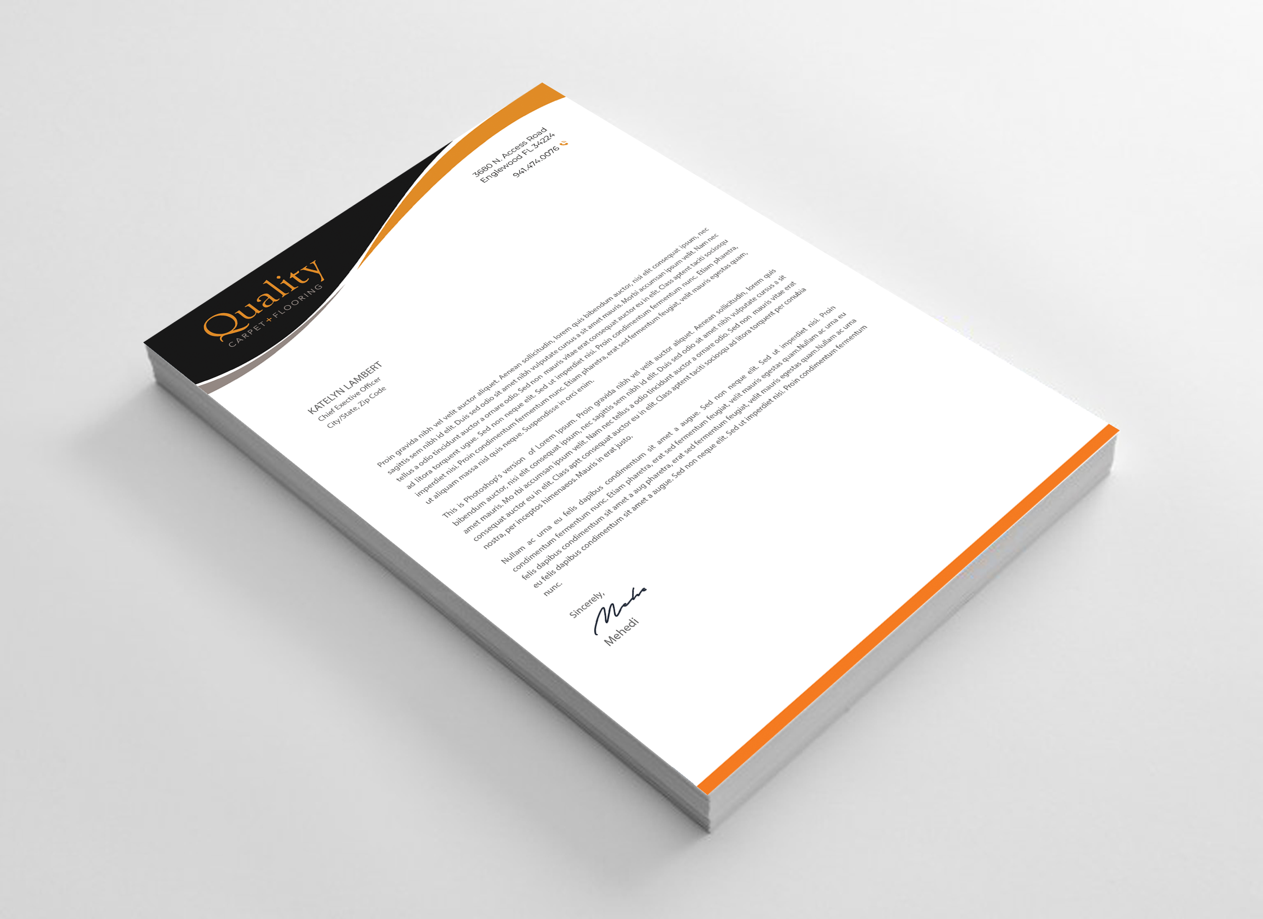 Letterhead Design by Expert Bappy for Quality Carpet + Flooring | Design #34471031