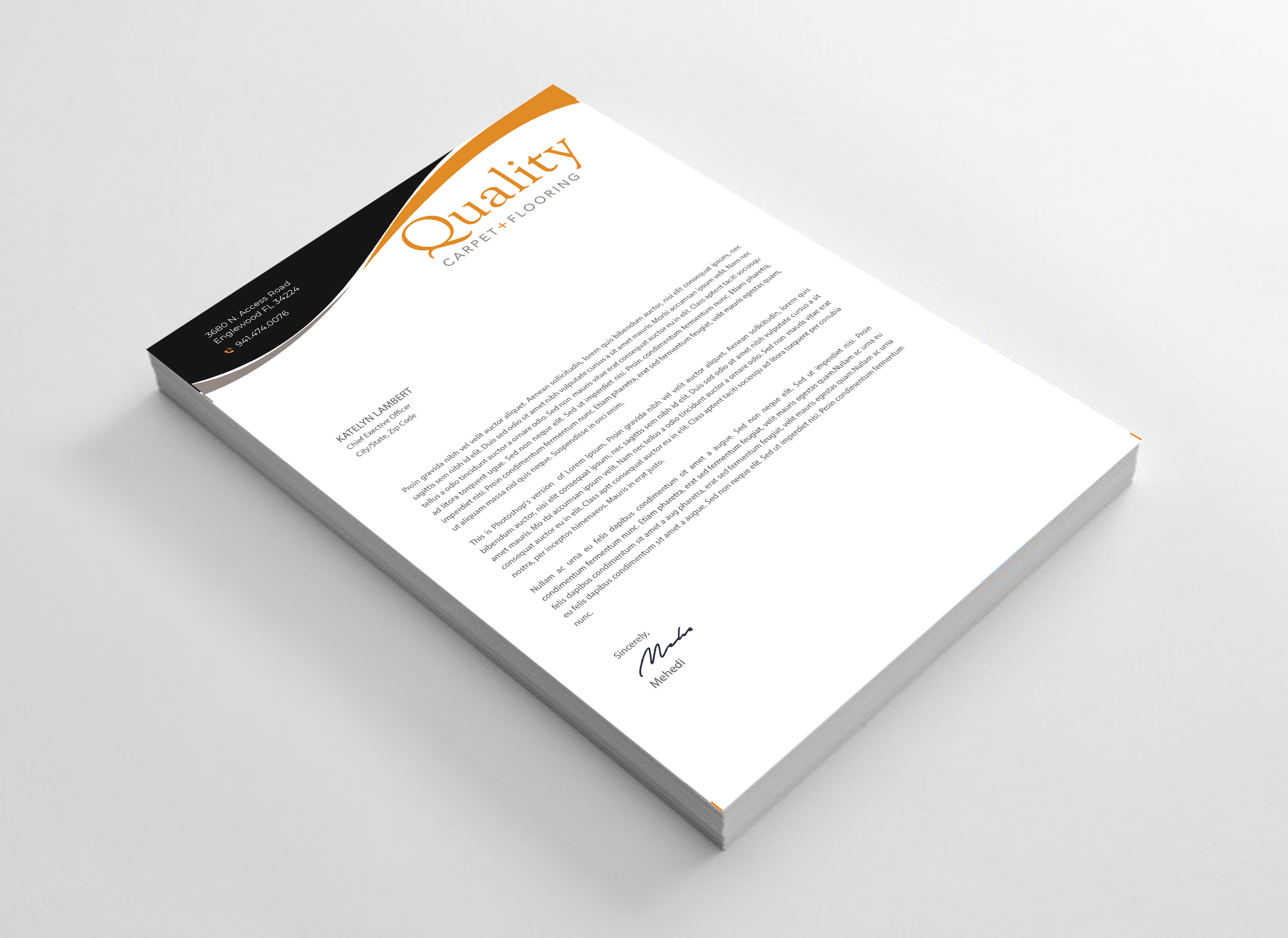 Letterhead Design by Expert Bappy for Quality Carpet + Flooring | Design #34471059