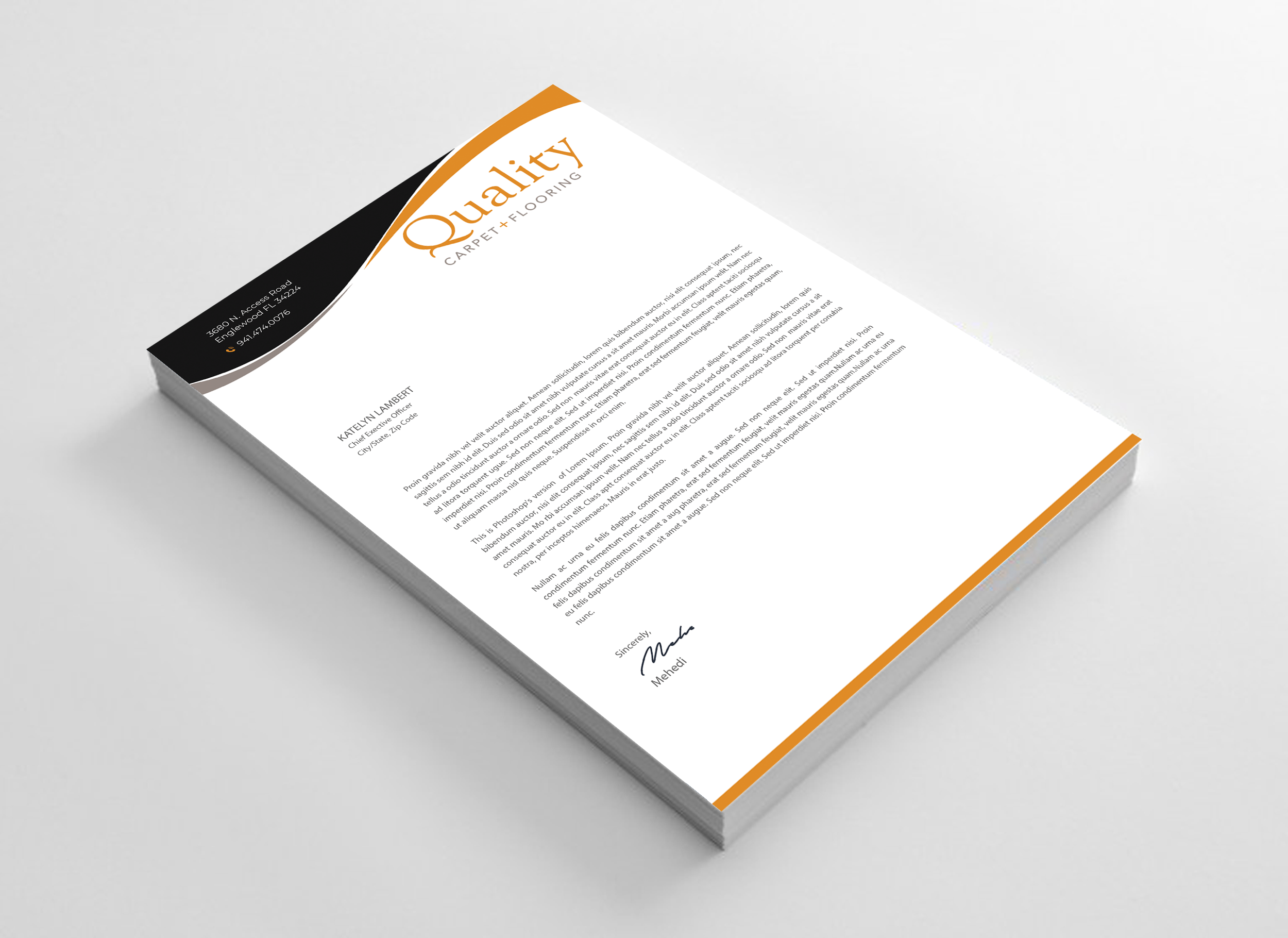 Letterhead Design by Expert Bappy for Quality Carpet + Flooring | Design #34471103