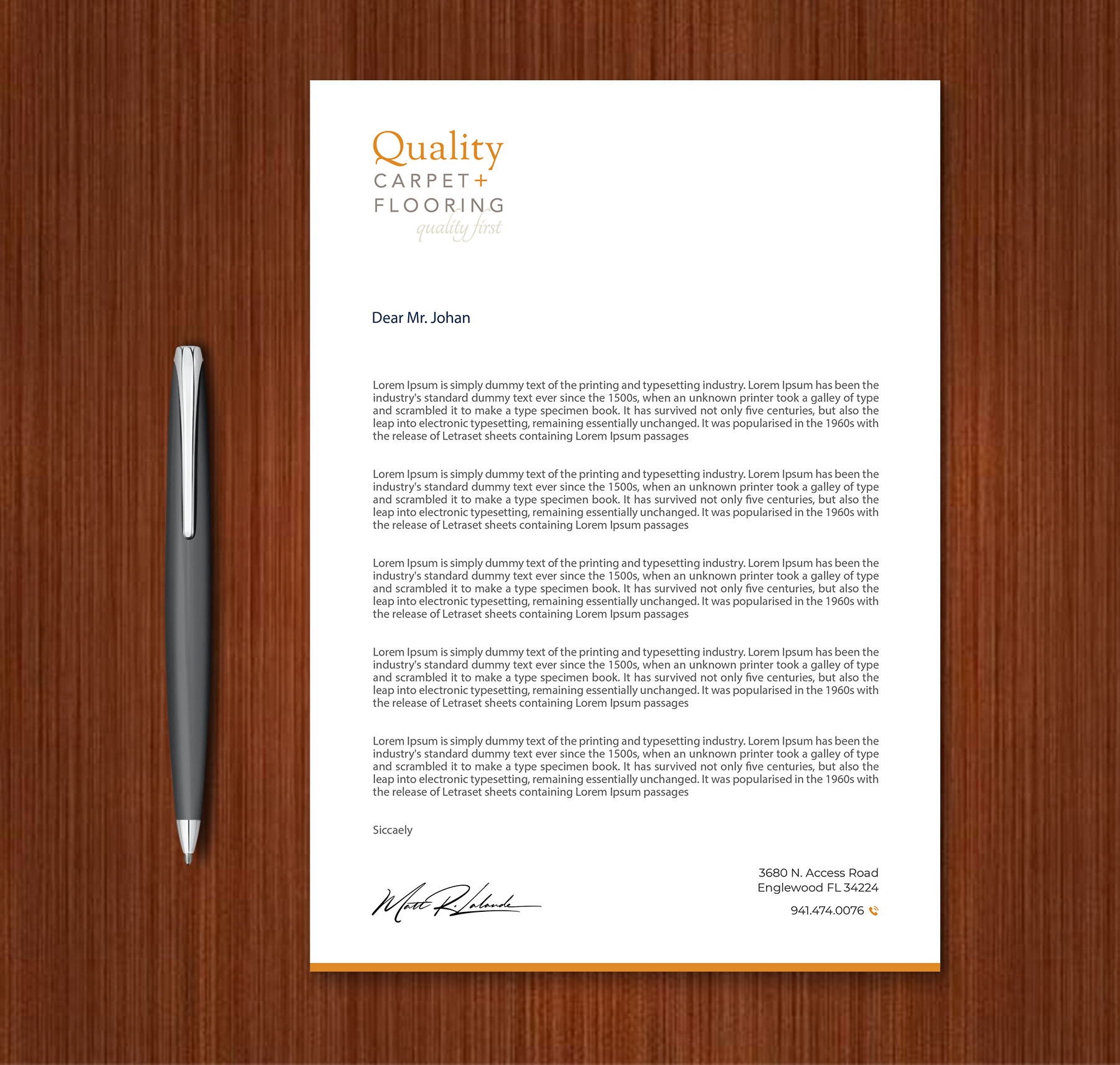 Letterhead Design by Expert Bappy for Quality Carpet + Flooring | Design #34471148