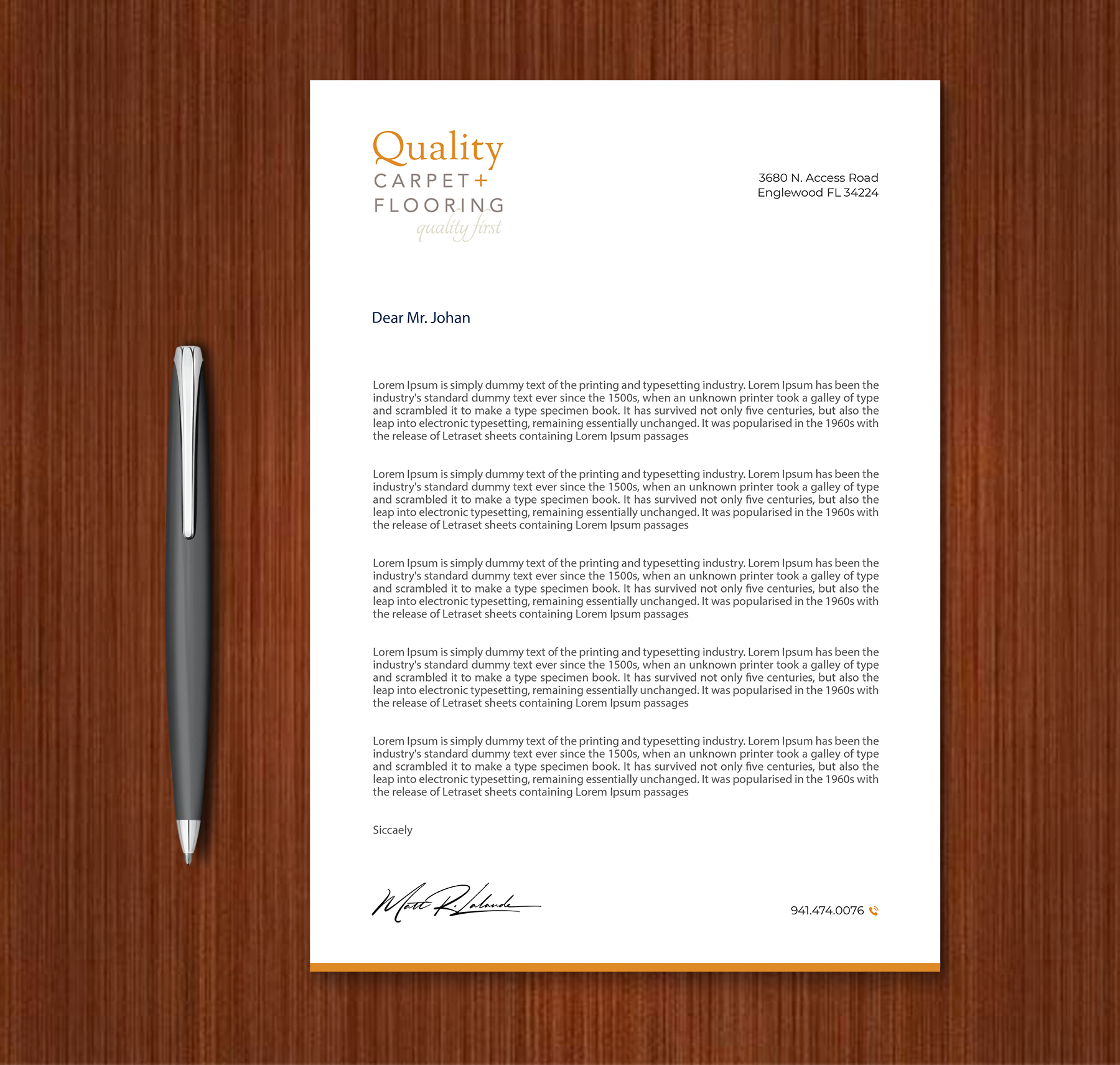 Letterhead Design by Expert Bappy for Quality Carpet + Flooring | Design #34471153