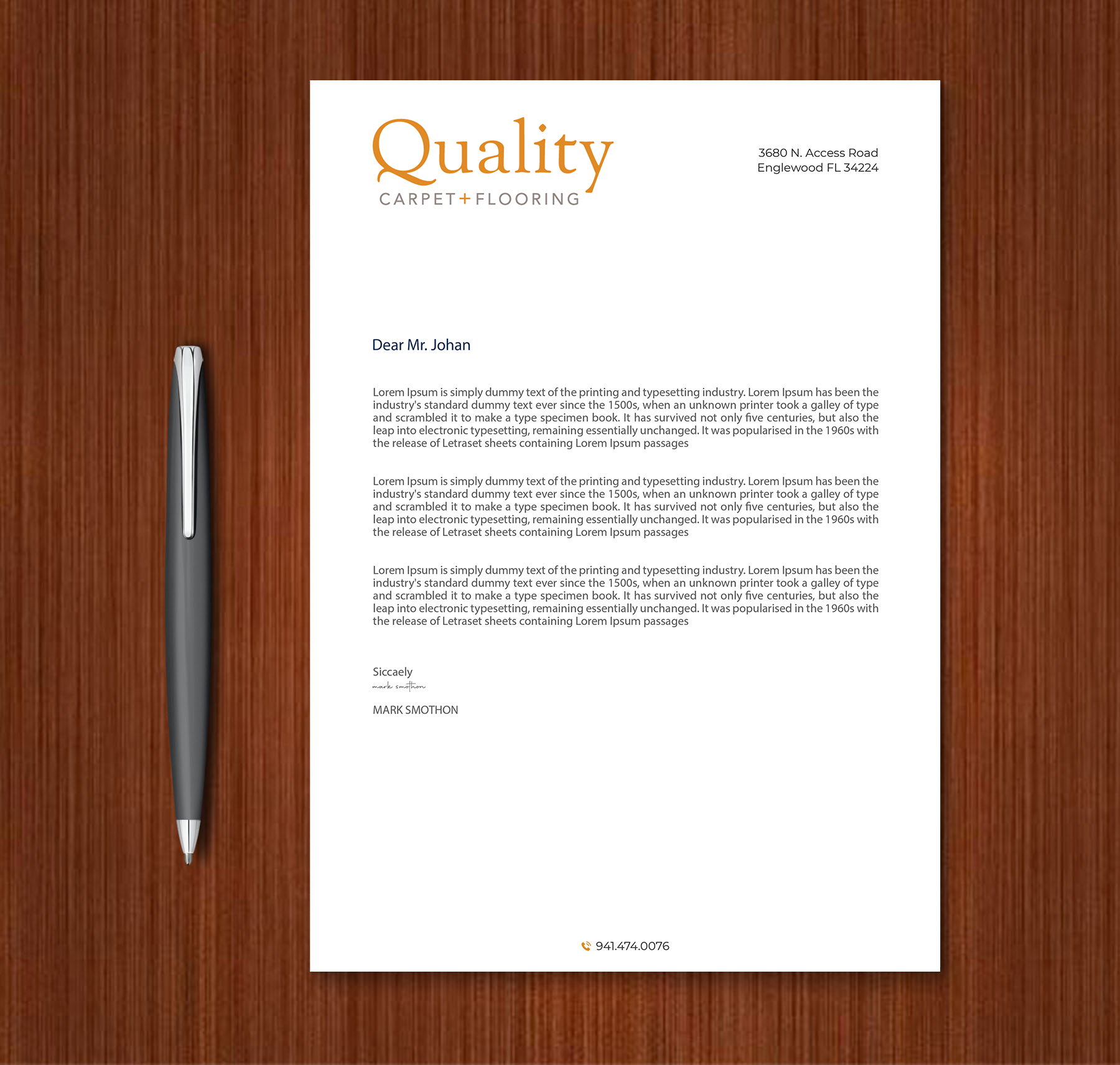 Letterhead Design by Expert Bappy for Quality Carpet + Flooring | Design #34471168