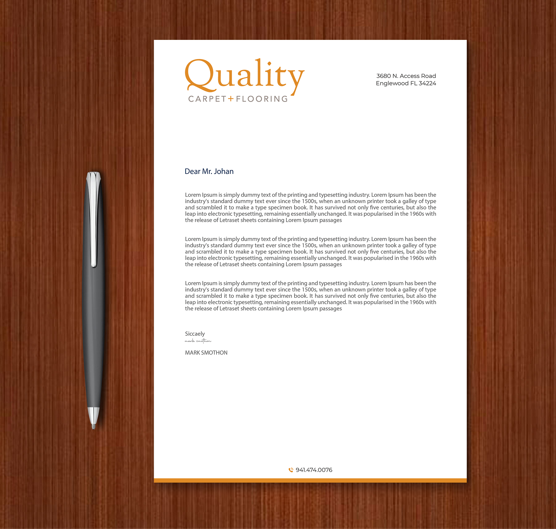 Letterhead Design by Expert Bappy for Quality Carpet + Flooring | Design #34471169