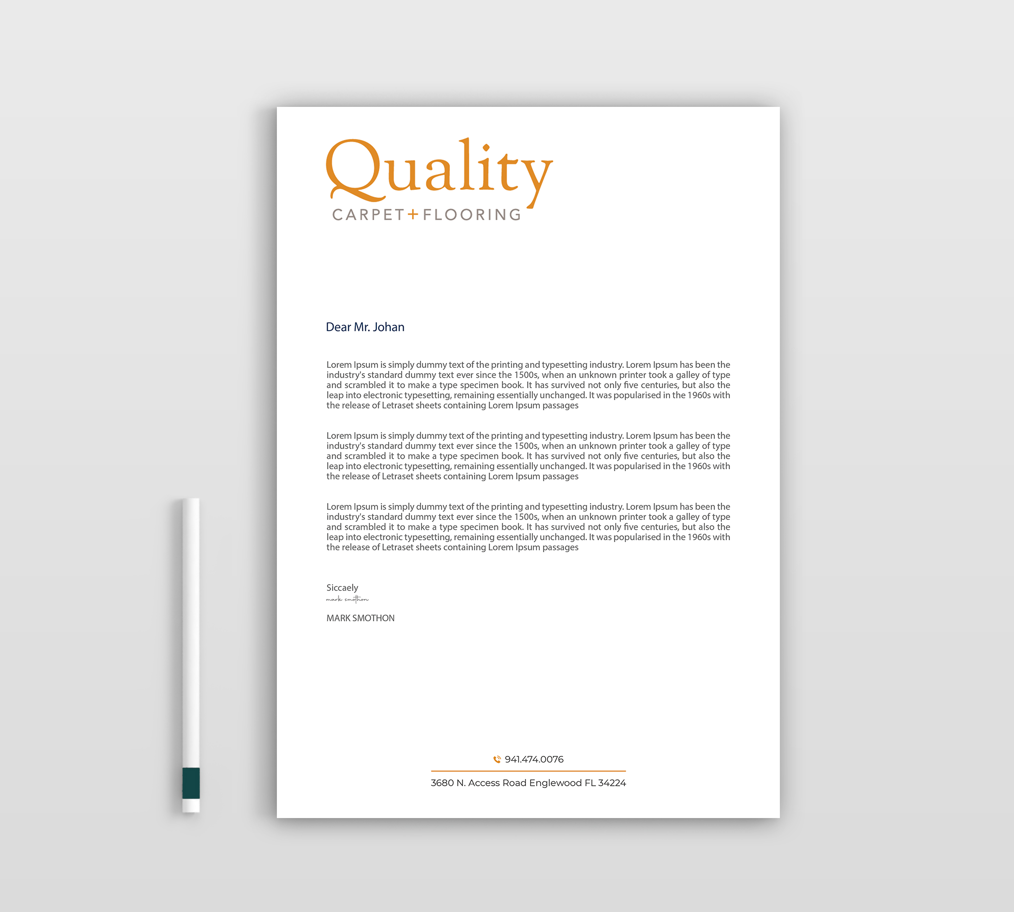 Letterhead Design by Expert Bappy for Quality Carpet + Flooring | Design #34471530