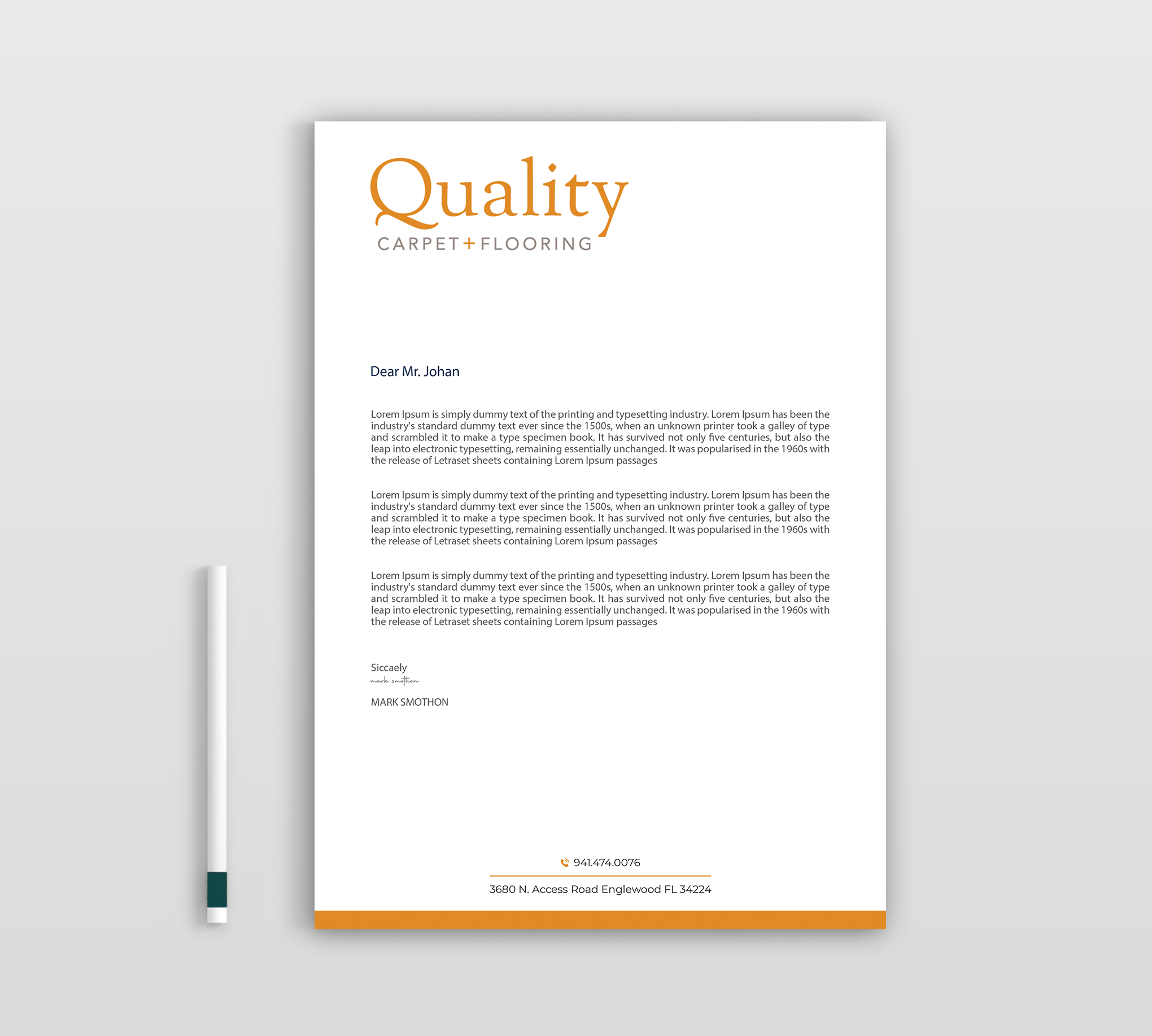 Letterhead Design by Expert Bappy for Quality Carpet + Flooring | Design #34471531