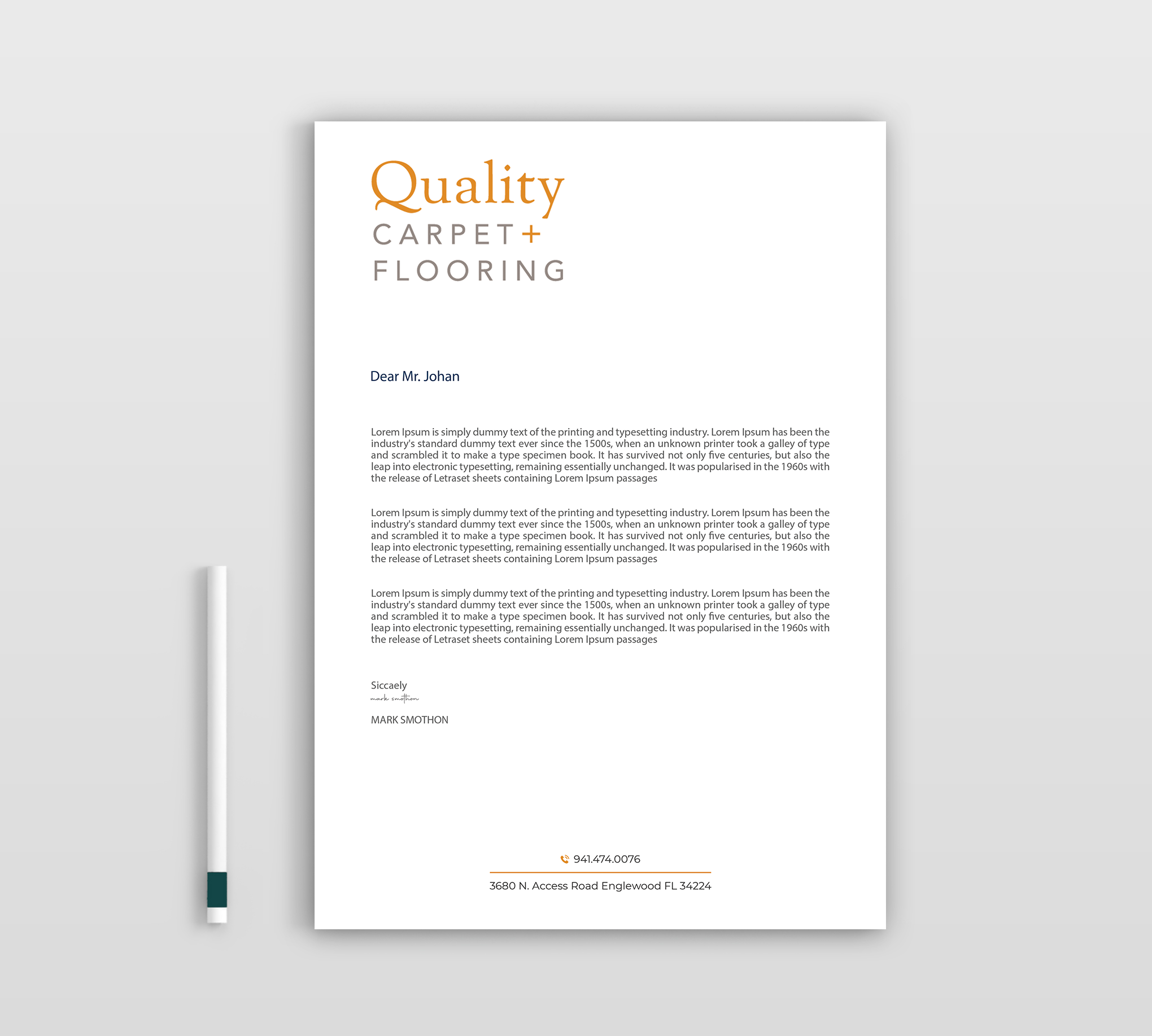 Letterhead Design by Expert Bappy for Quality Carpet + Flooring | Design #34471536