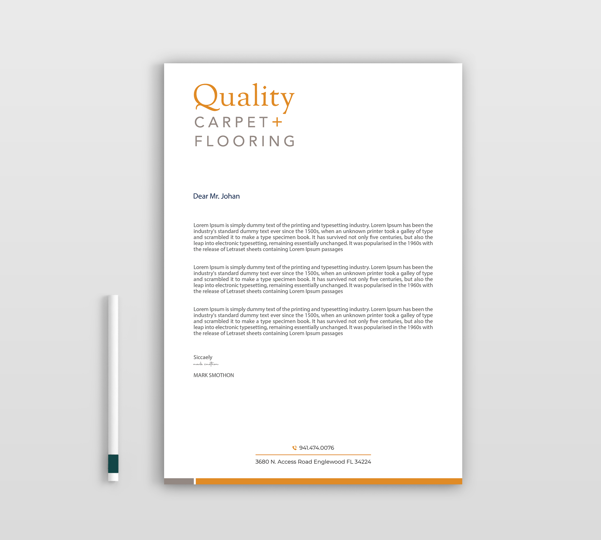 Letterhead Design by Expert Bappy for Quality Carpet + Flooring | Design #34471549