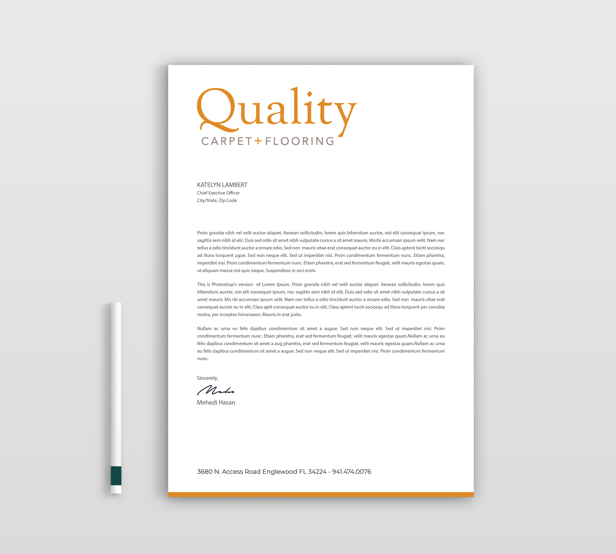 Letterhead Design by Expert Bappy for Quality Carpet + Flooring | Design #34471684