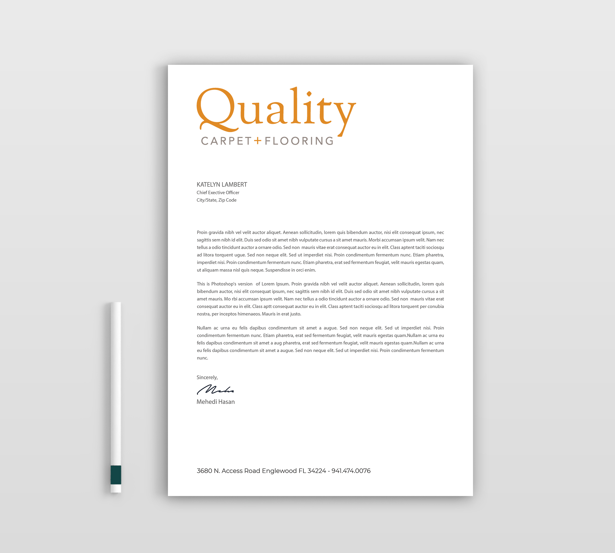 Diseño de Membrete por Expert Bappy para Quality Carpet + Flooring | Diseño #34471685