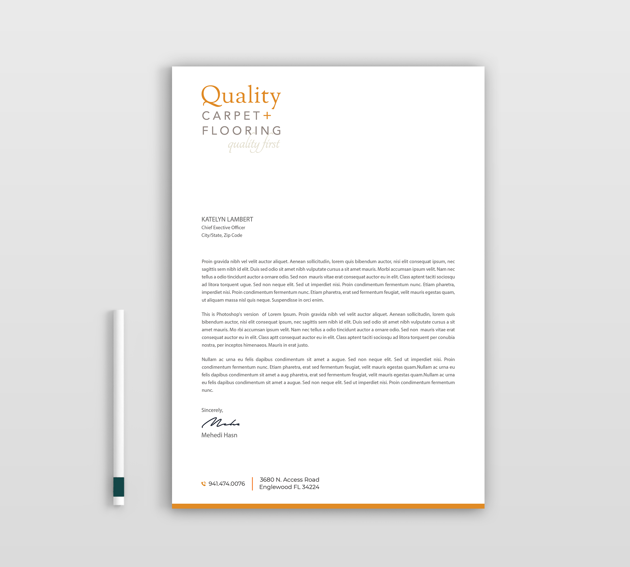 Diseño de Membrete por Expert Bappy para Quality Carpet + Flooring | Diseño #34471723