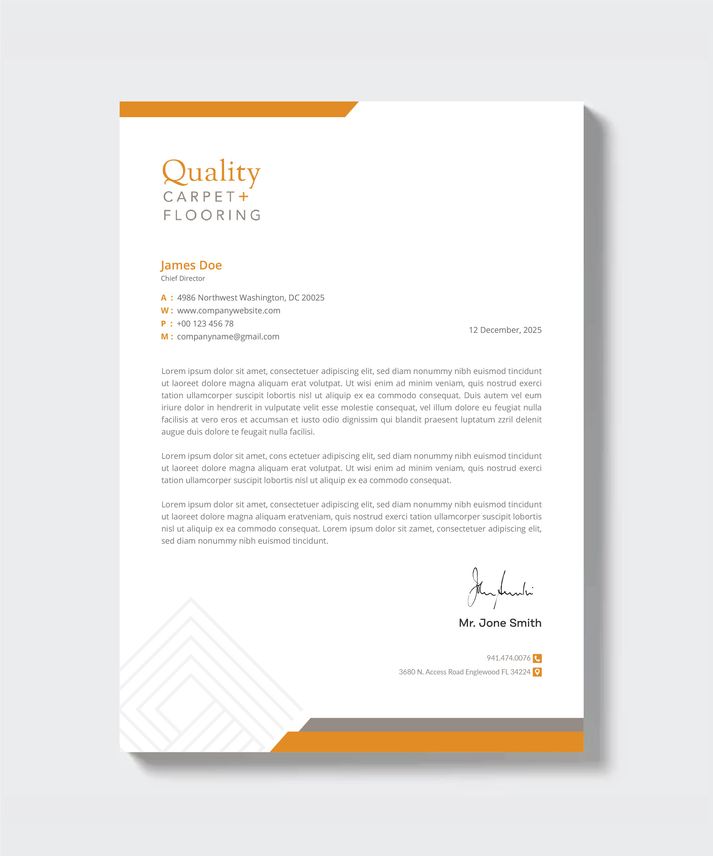 Letterhead Design by artbitin for Quality Carpet + Flooring | Design #34469550