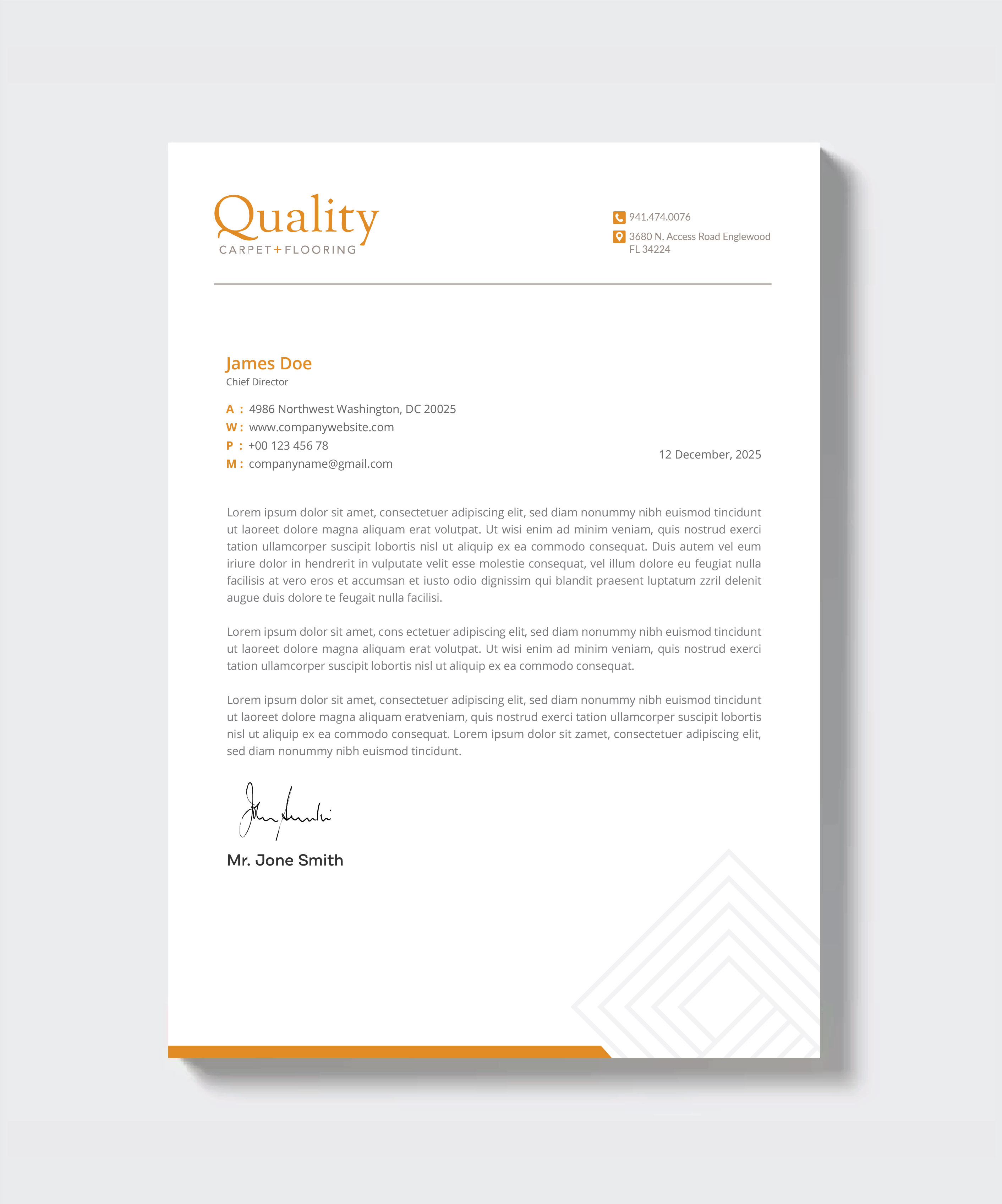 Letterhead Design by artbitin for Quality Carpet + Flooring | Design #34469551
