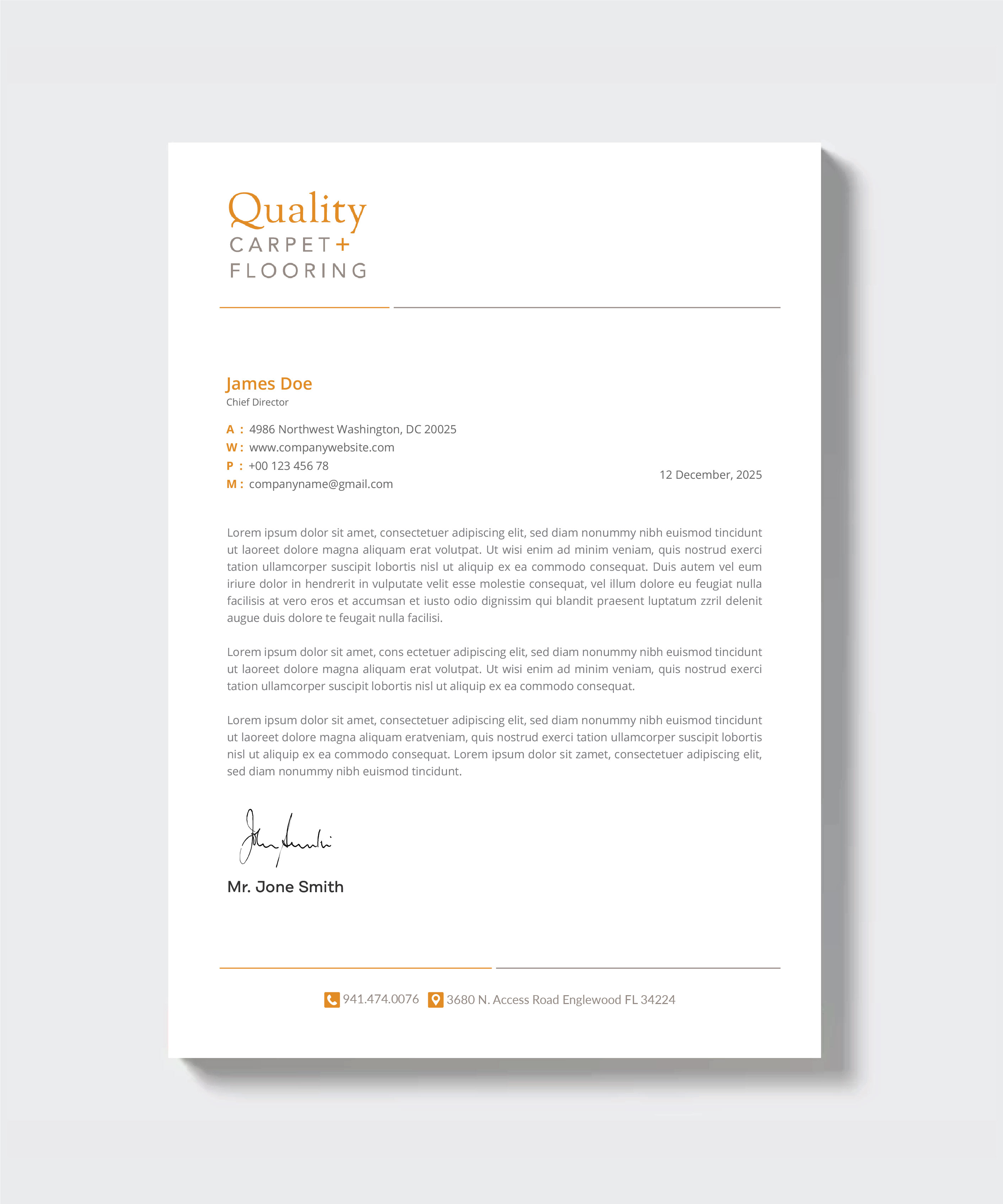 Letterhead Design by artbitin for Quality Carpet + Flooring | Design #34469553