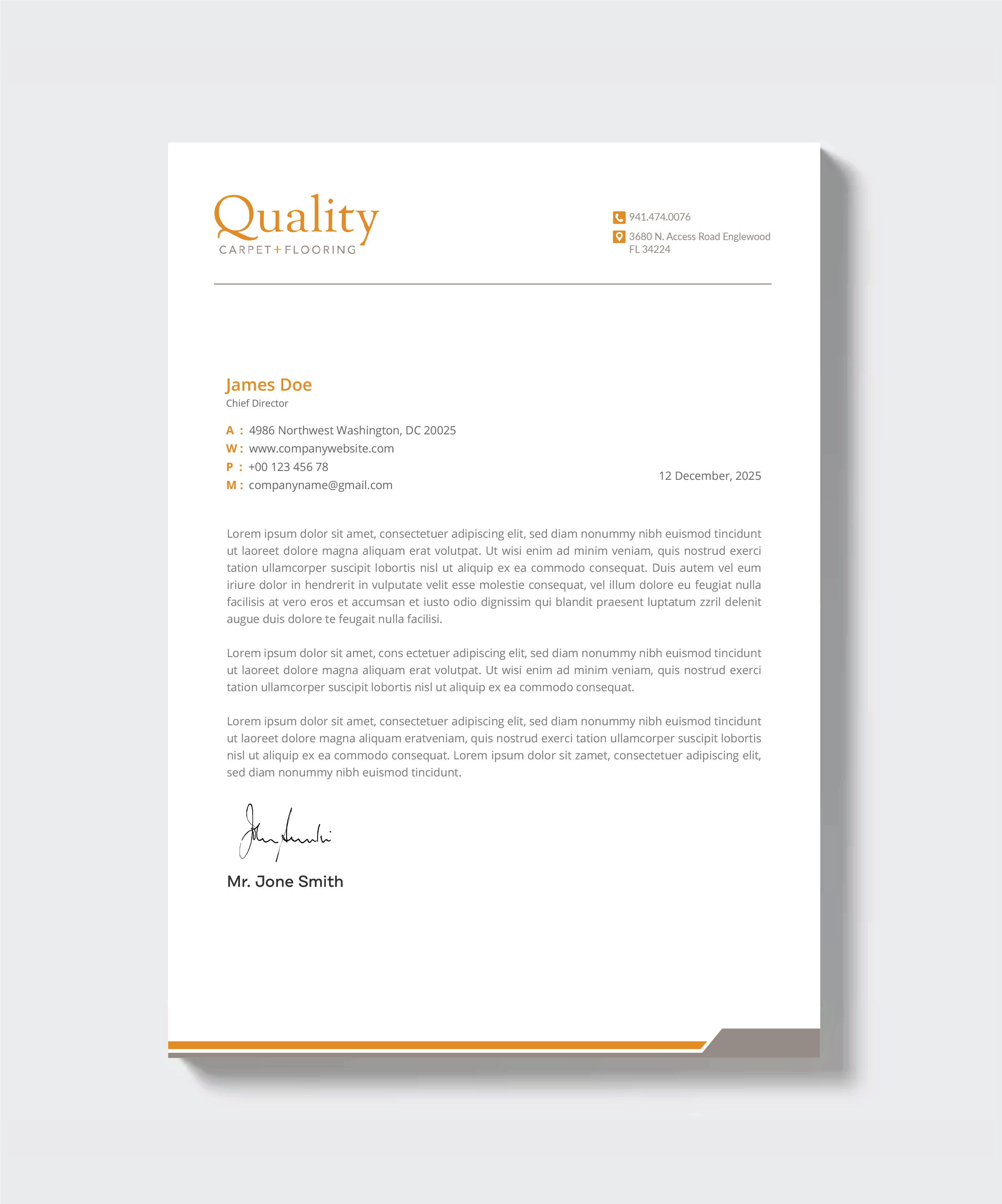Letterhead Design by artbitin for Quality Carpet + Flooring | Design #34469554