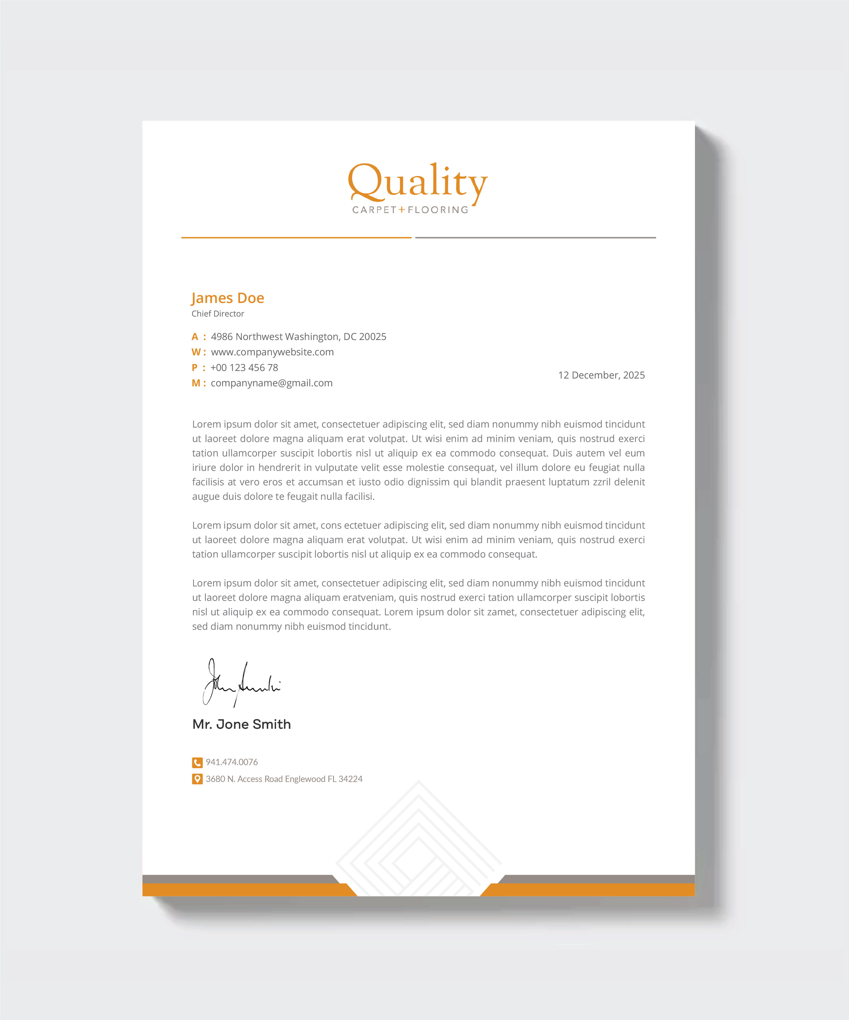 Letterhead Design by artbitin for Quality Carpet + Flooring | Design #34469555