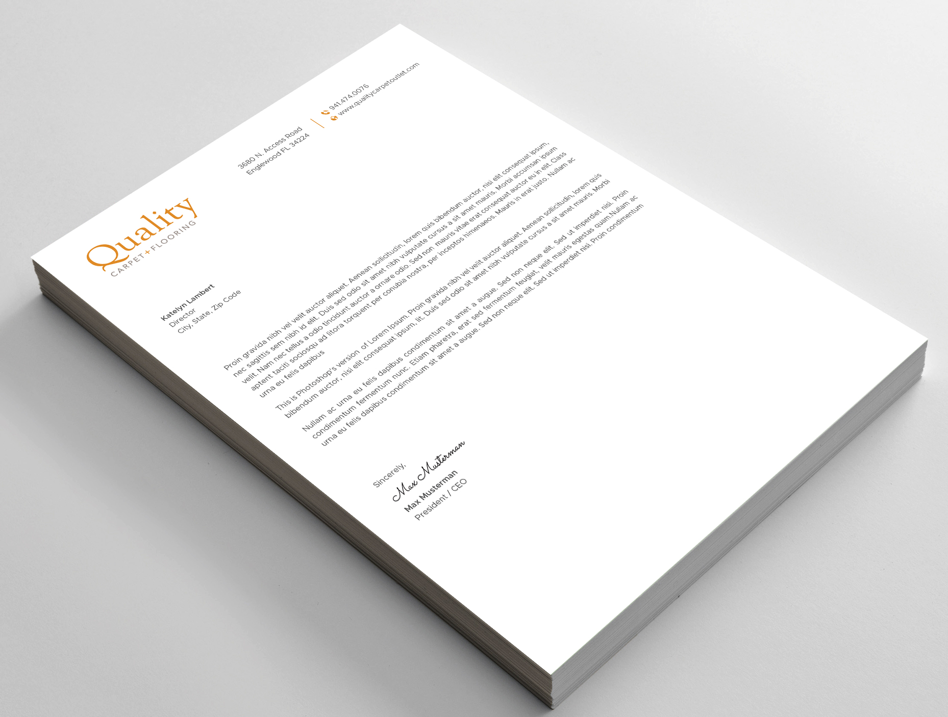 Letterhead Design by DesignShout for Quality Carpet + Flooring | Design #34470567