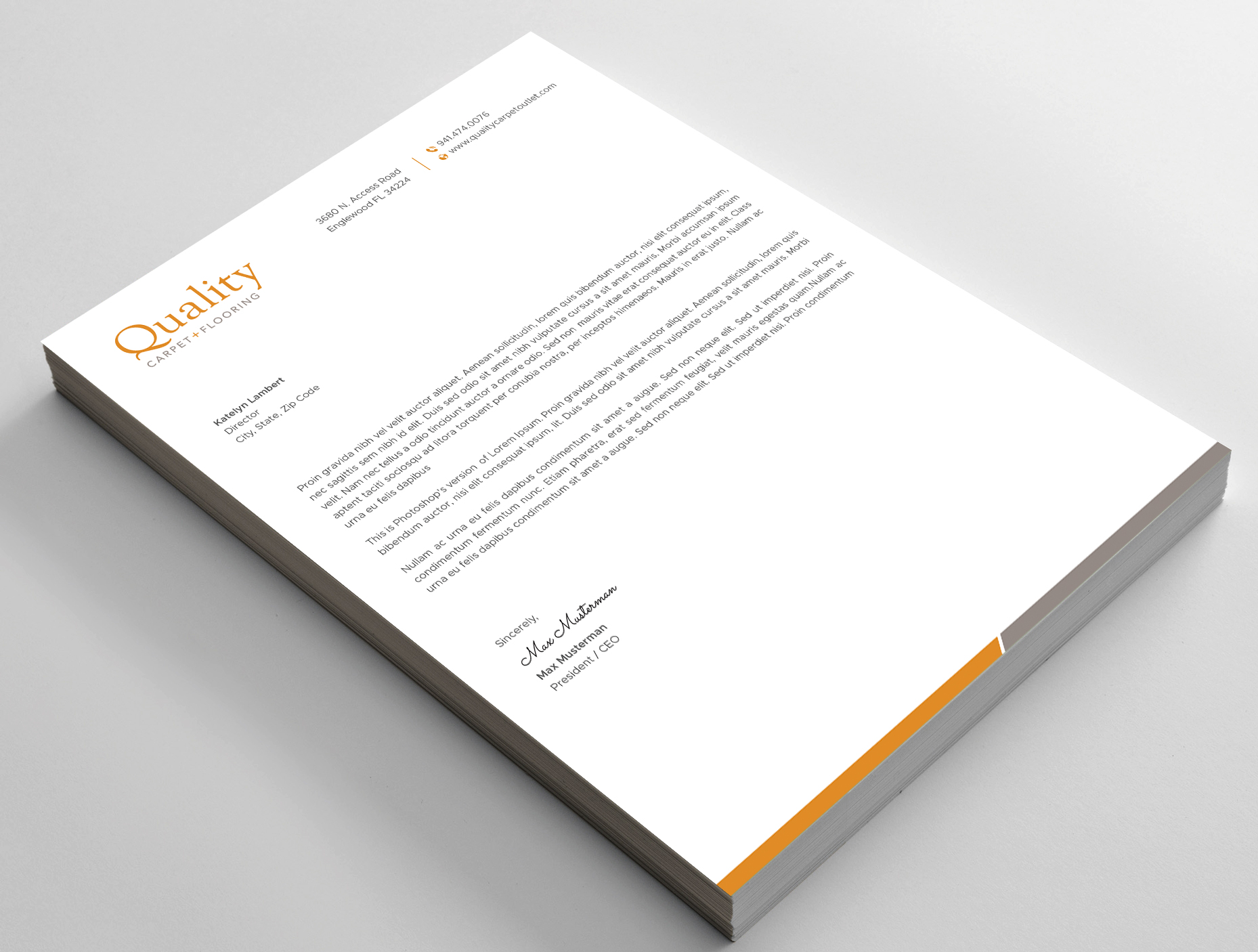 Letterhead Design by DesignShout for Quality Carpet + Flooring | Design #34470568