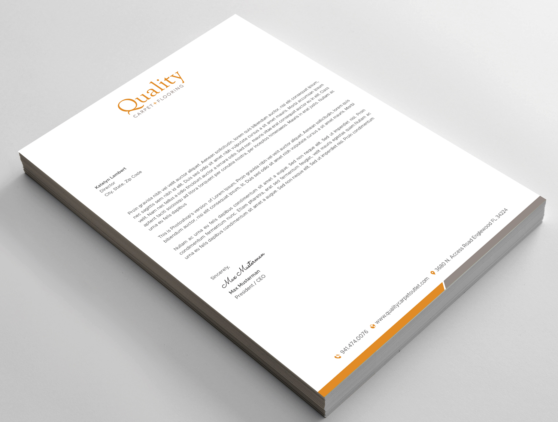 Letterhead Design by DesignShout for Quality Carpet + Flooring | Design #34470622