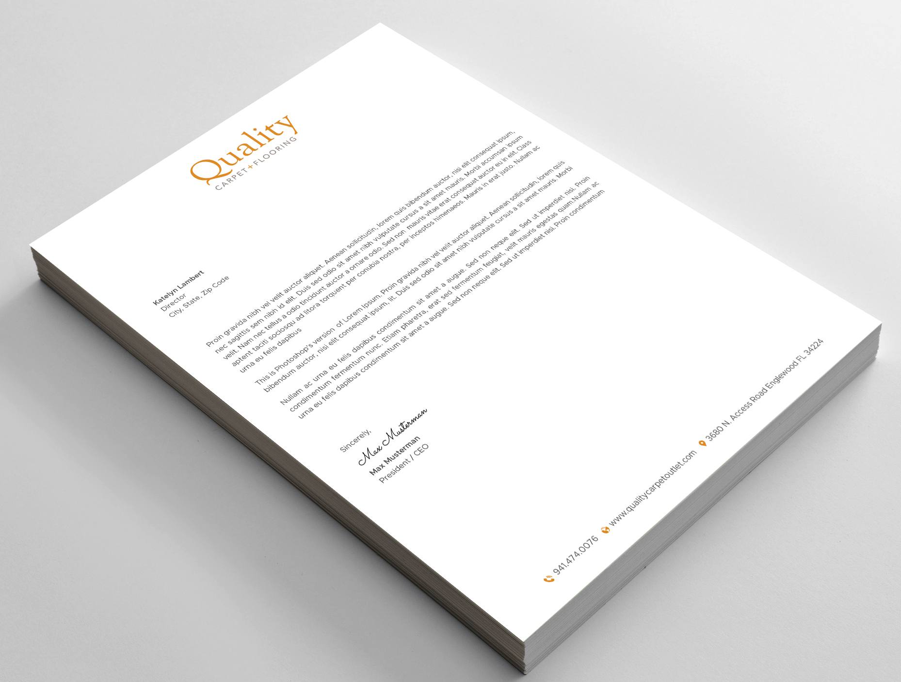 Letterhead Design by DesignShout for Quality Carpet + Flooring | Design #34470623