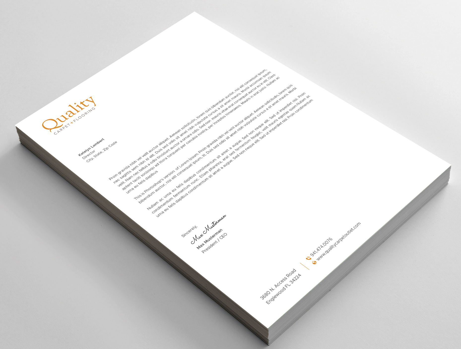 Letterhead Design by DesignShout for Quality Carpet + Flooring | Design #34470649
