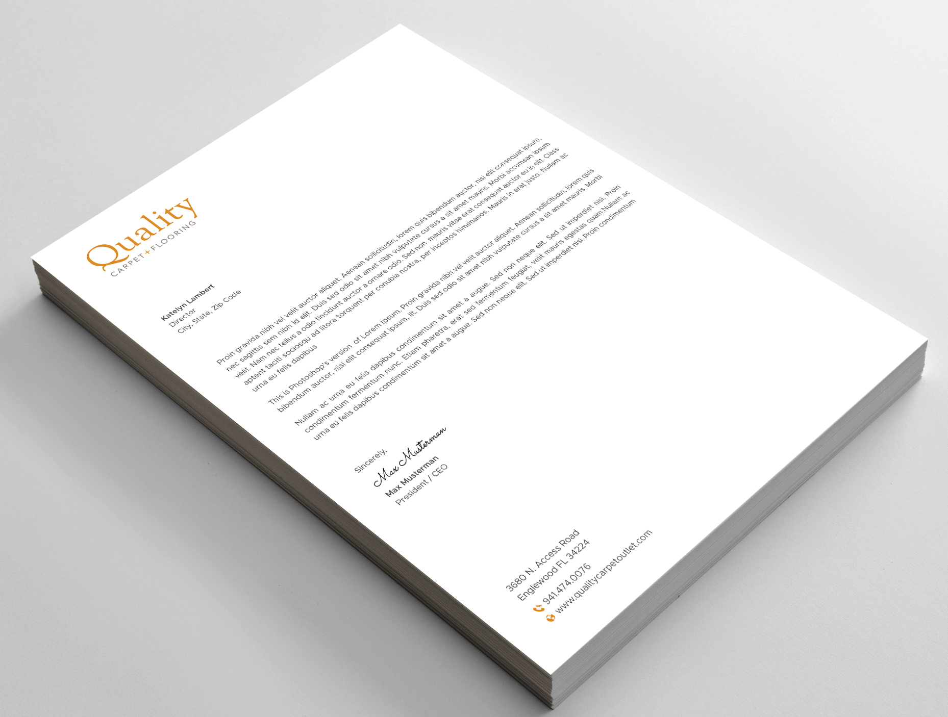 Letterhead Design by DesignShout for Quality Carpet + Flooring | Design #34470650