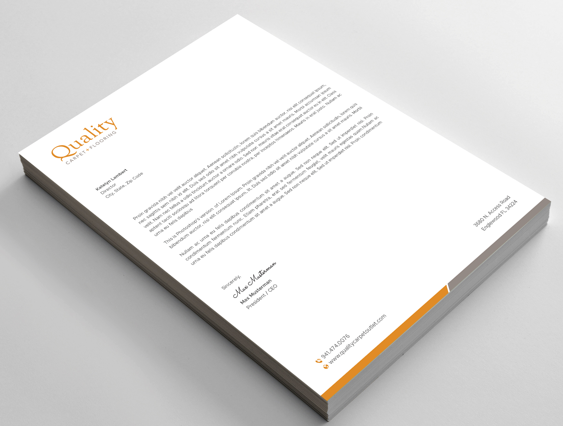 Letterhead Design by DesignShout for Quality Carpet + Flooring | Design #34470673