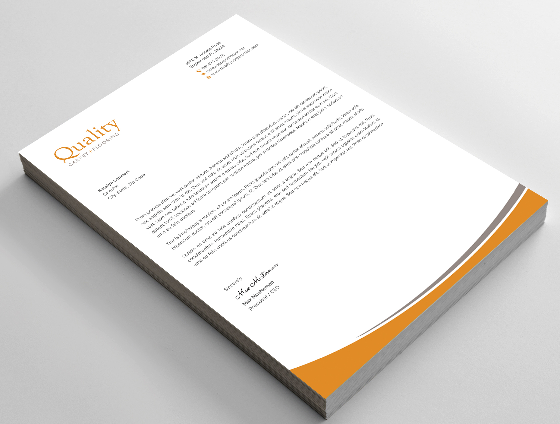 Letterhead Design by DesignShout for Quality Carpet + Flooring | Design #34472120