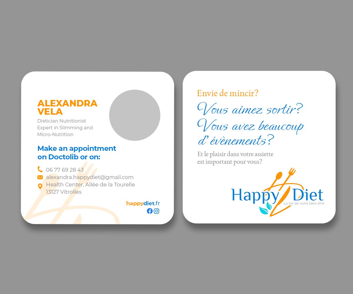 Business Card Design by Andrés Sebastián for Happy diet | Design #34493009