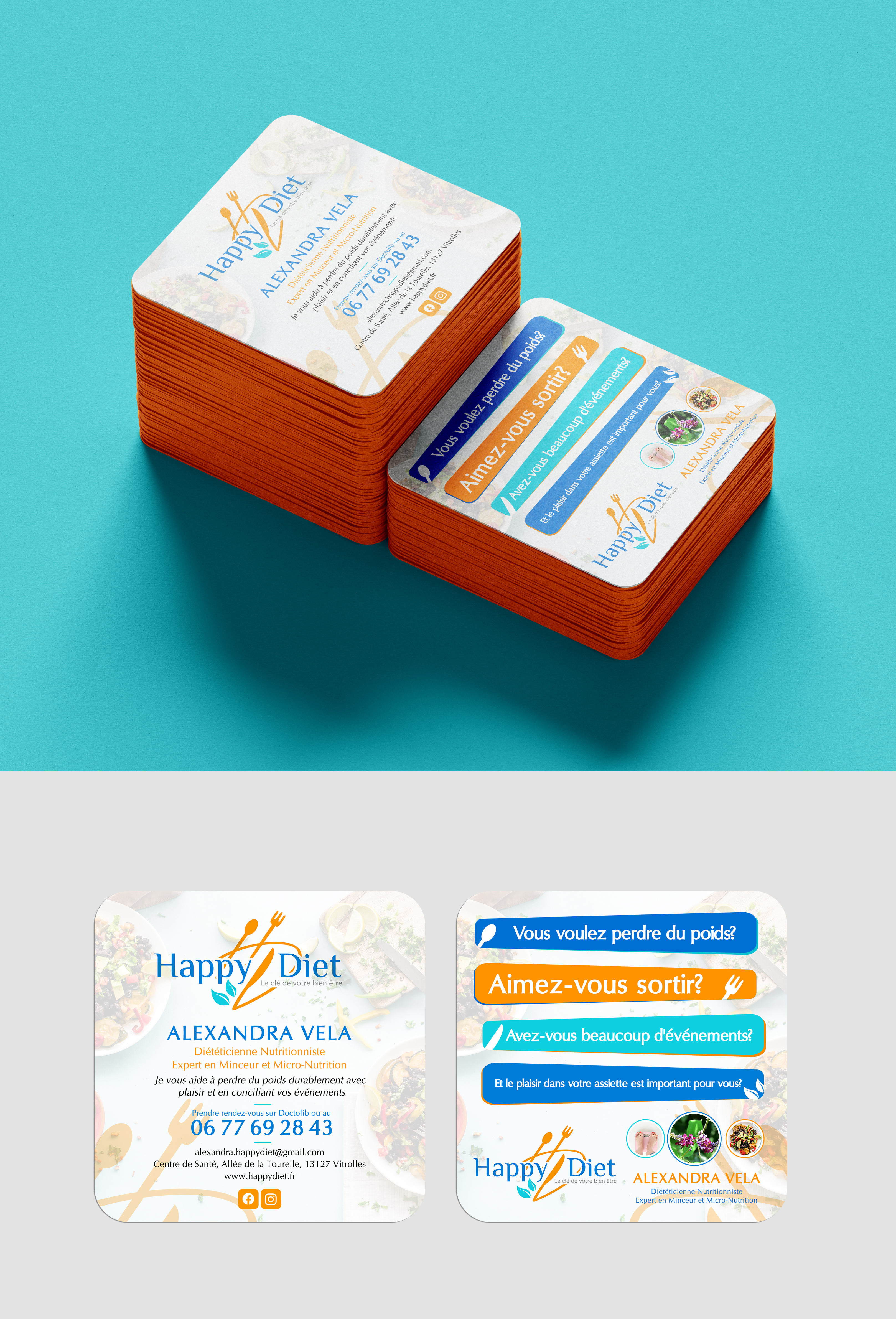 Business Card Design by Sun Moon Graphic Designer for Happy diet | Design #34495780