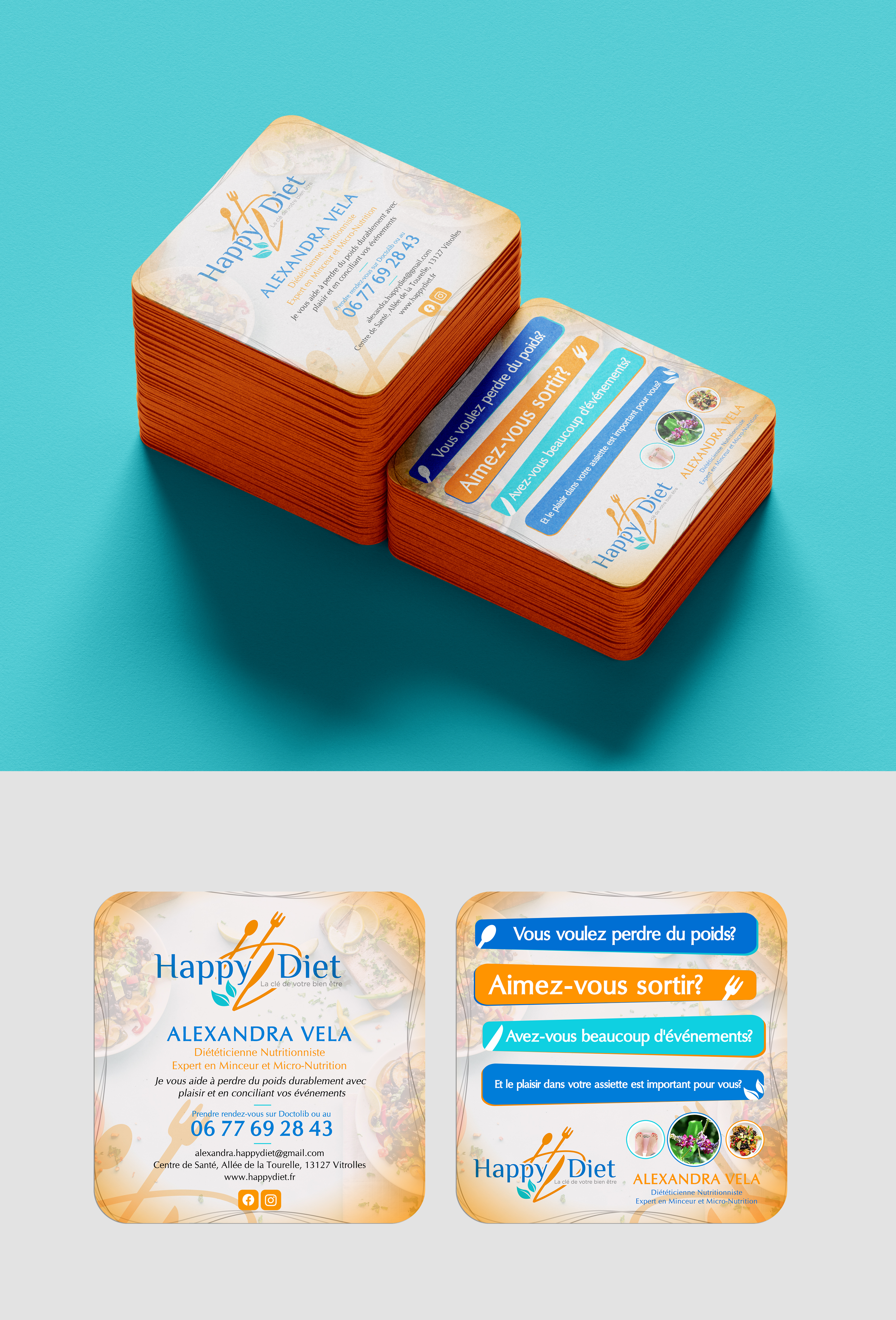 Business Card Design by Sun Moon Graphic Designer for Happy diet | Design #34495786