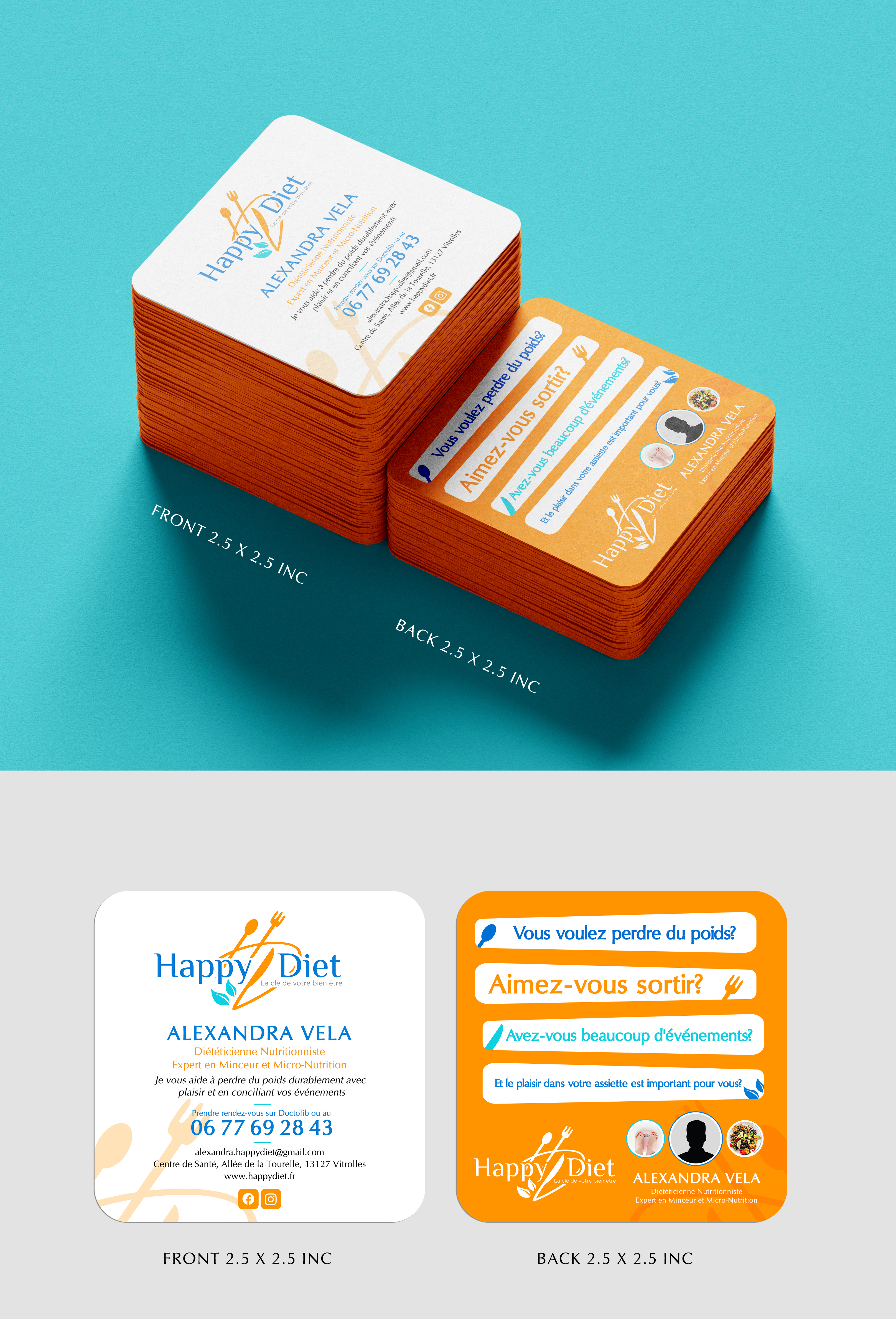 Design de Carte de Visite par Sun Moon Graphic Designer pour Happy diet | Design #34534397