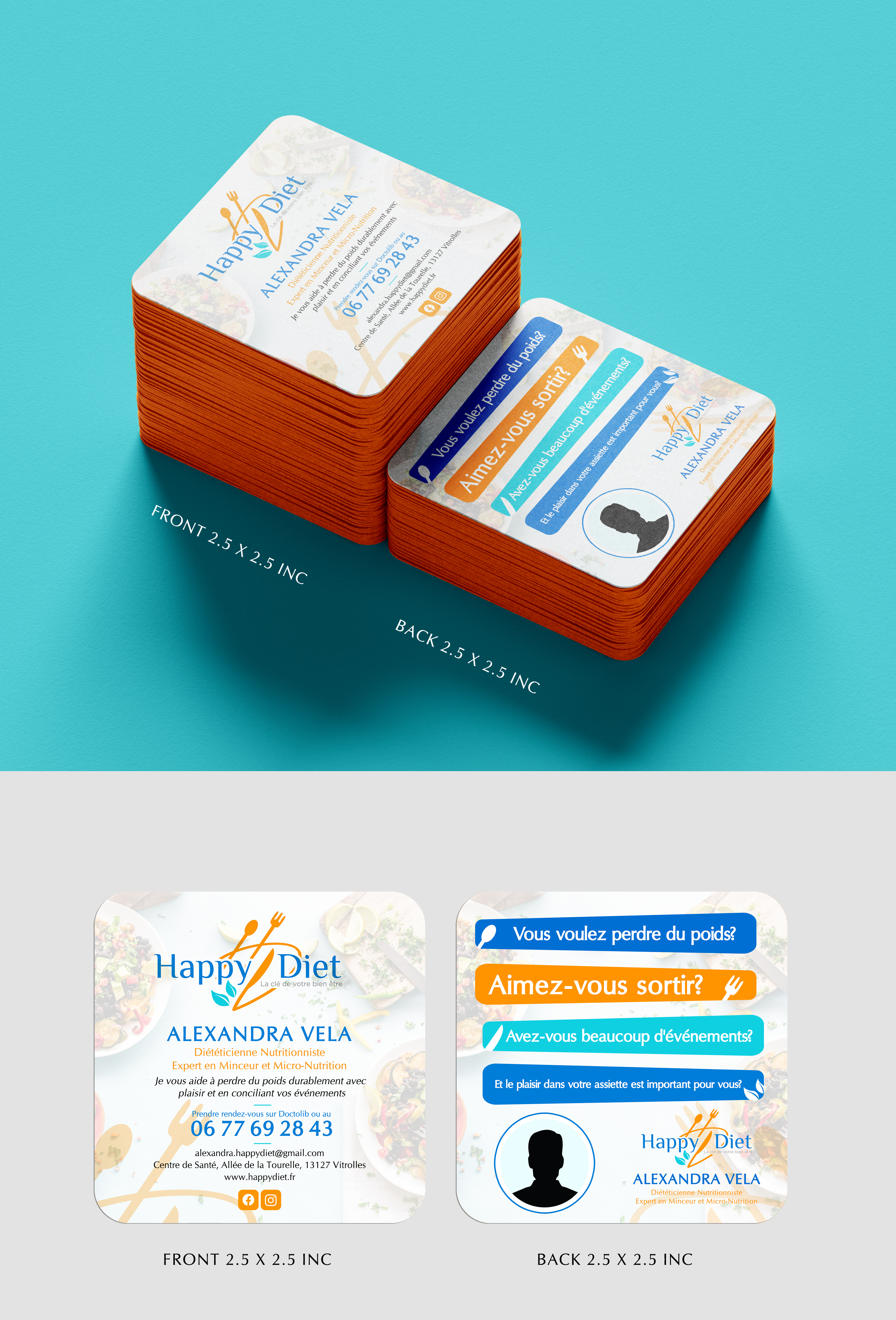 Business Card Design by Sun Moon Graphic Designer for Happy diet | Design #34534400
