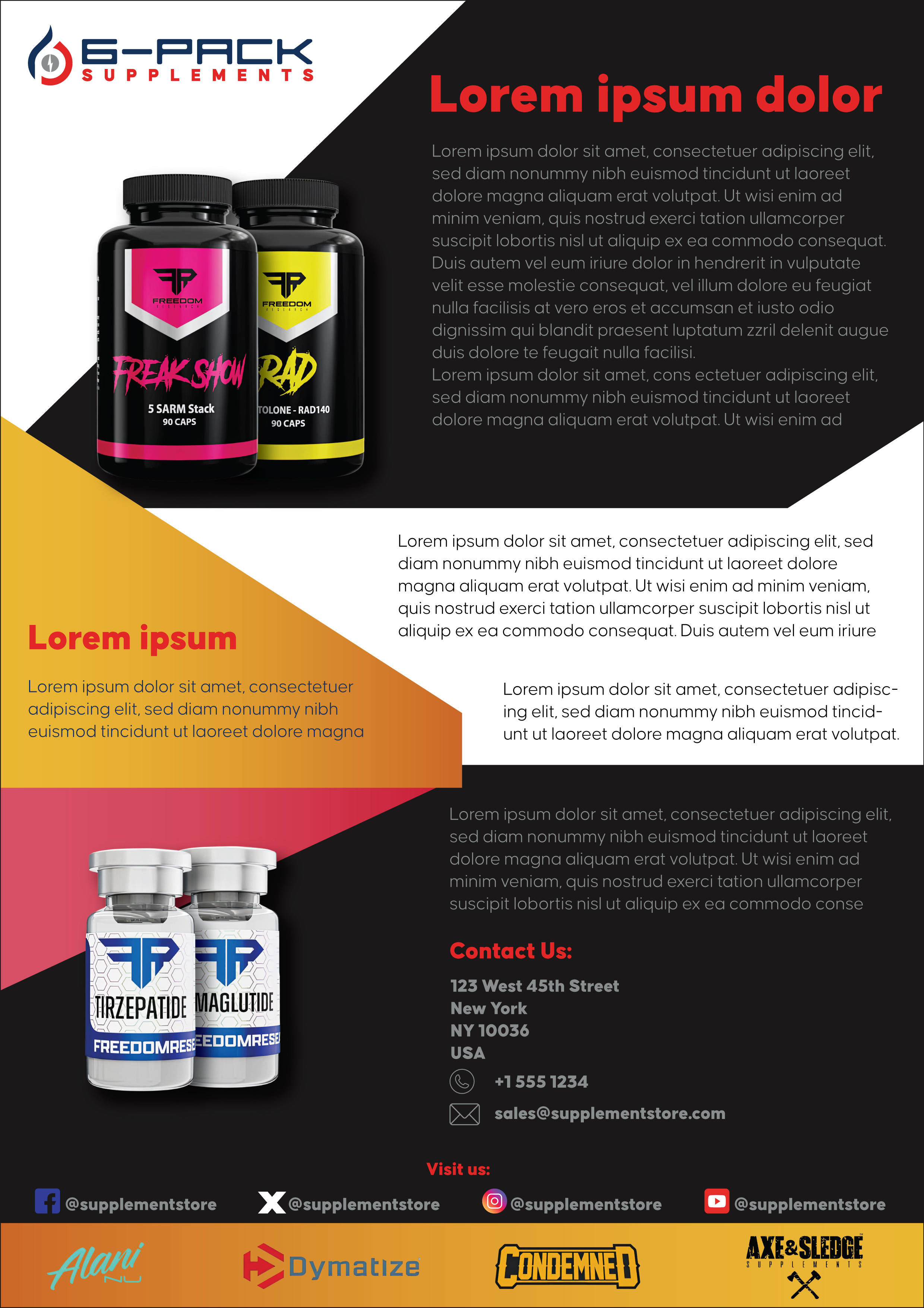 Flyer Design by Happy Design Worlds for 6 Pack Supplements | Design #34521713