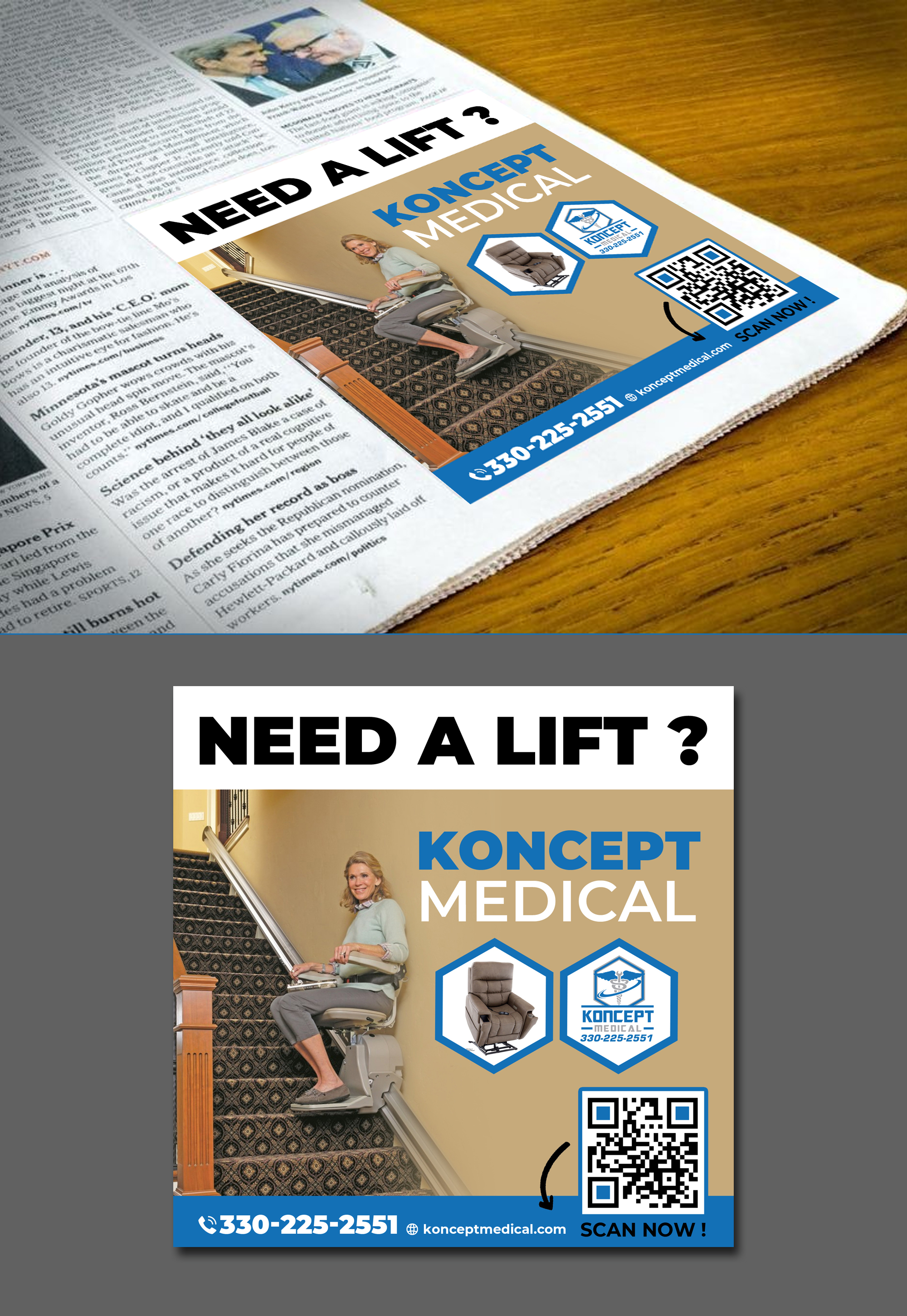 Newspaper Ad Design by websmartusa for Koncept Medical, LLC | Design #34528629