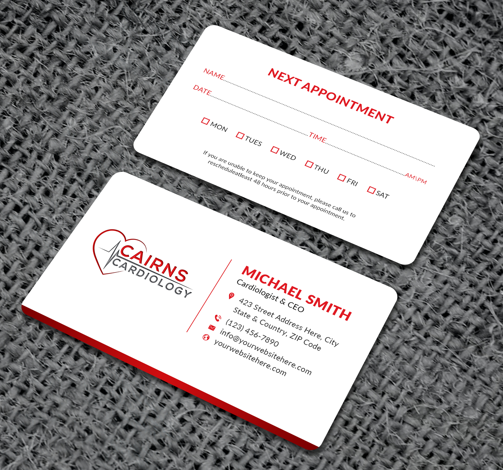 Visitenkarten-Design von Sun Moon Graphic Designer für Cairns Cardiology | Design #34579322