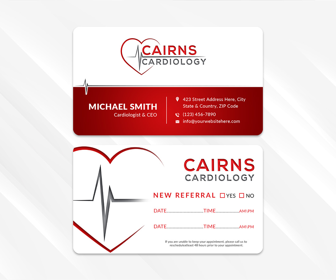 Visitenkarten-Design von Sun Moon Graphic Designer für Cairns Cardiology | Design #34695428