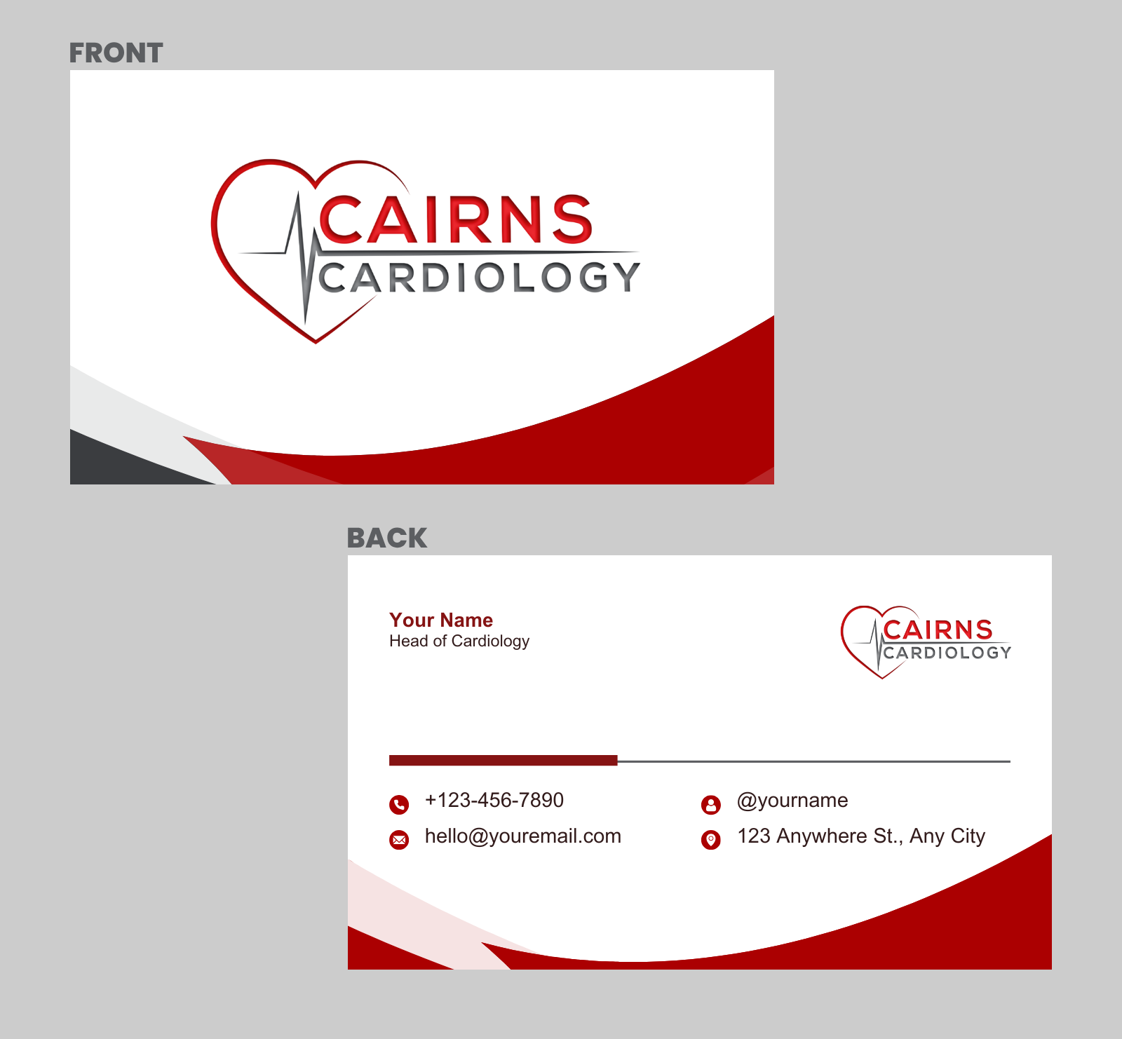Diseño de Tarjeta de Presentación por WebDesk Solution para Cairns Cardiology | Diseño #34595855